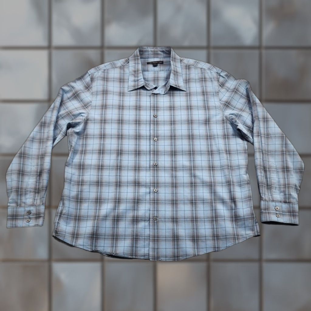 John Varvatos John Varvatos U.S.A. Shirt Mens 2XL Blue Plaid Long Sleeve Button Down Cotton Size US XXL / EU 58 / 5 - 1 Thumbnail