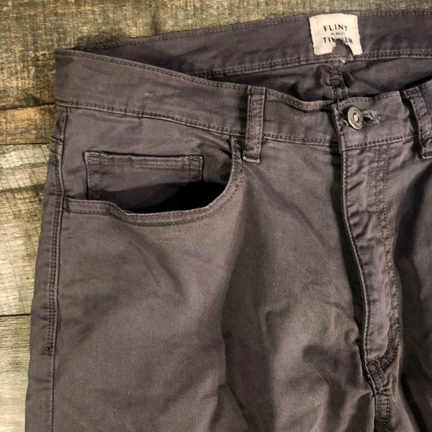 Flint And Tinder Flint and Tinder Pants Mens 32x29 Gray Slim Fit Stretch Chino Slim Tapered Pockets 29in Inseam Regular Mens Size US 32 / EU 48 - 5 Thumbnail