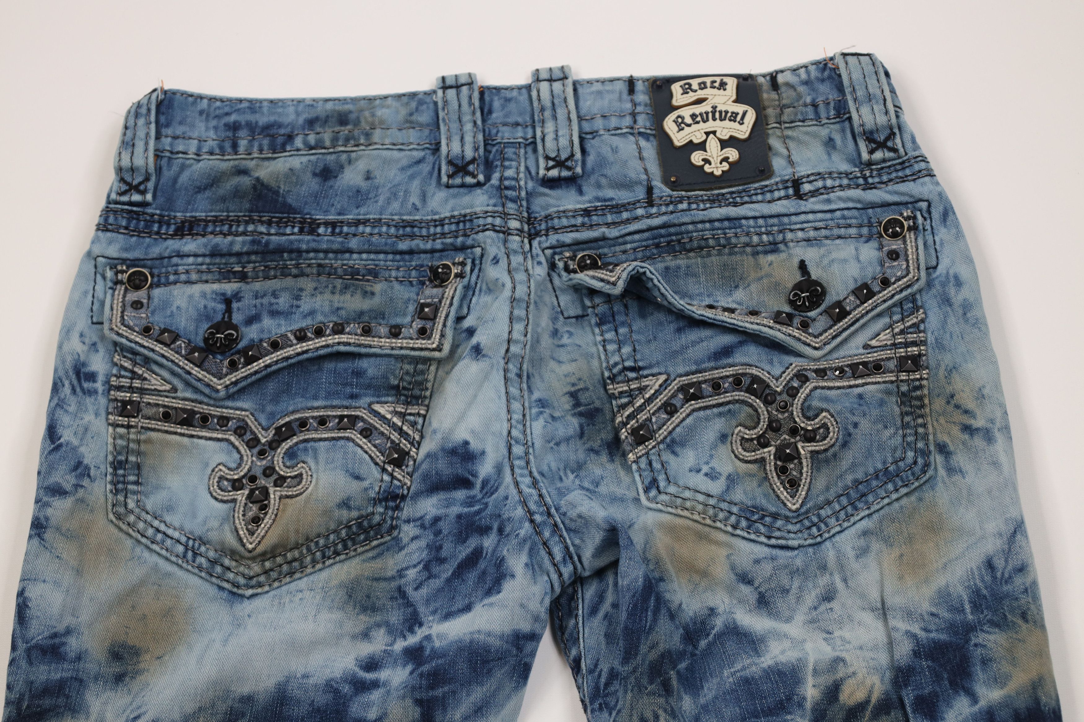 Rock Revival Rock Revival Acid Wash Teles Alt Straight Leg Jeans Studded Size US 34 / EU 50 - 12 Thumbnail