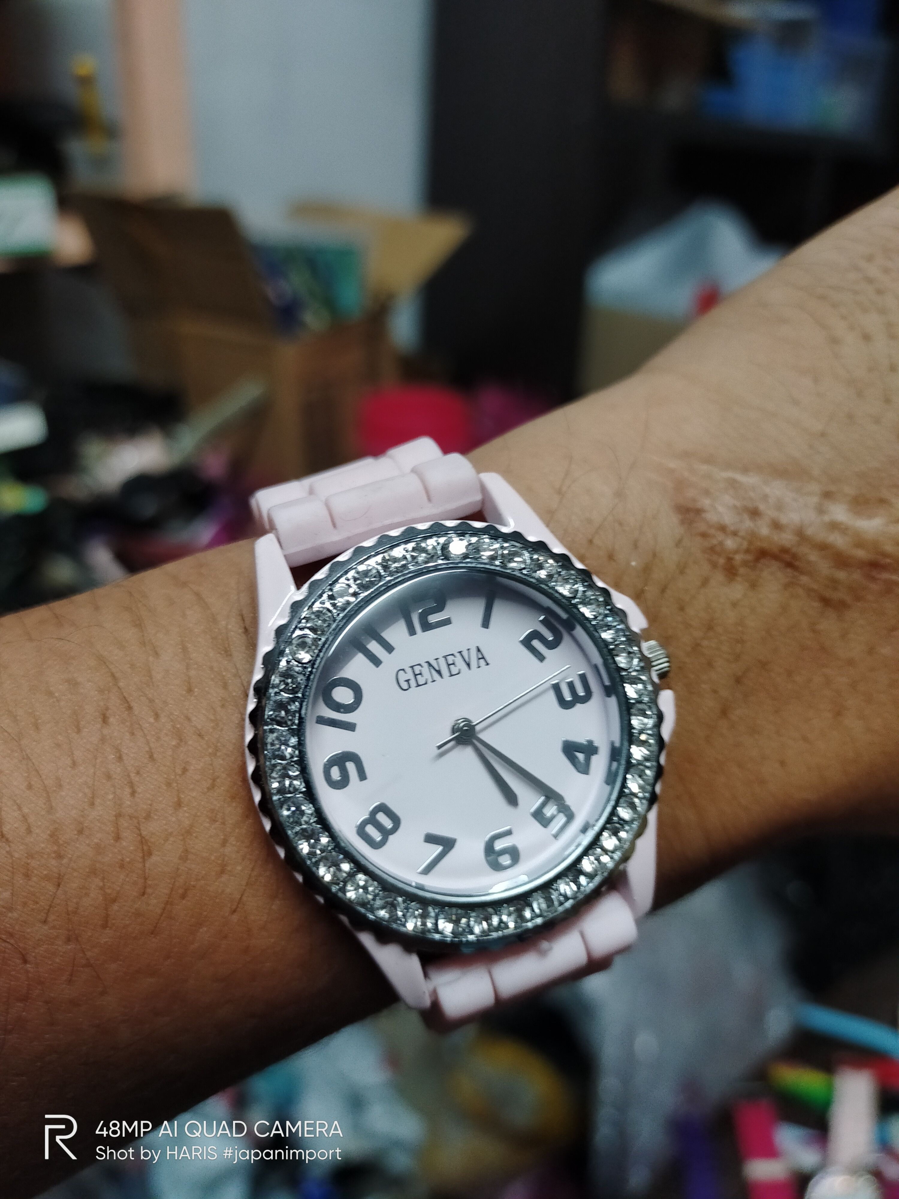 image of Vintage Authentic Geneva Watch By Japan Design in White/Silver, Men's