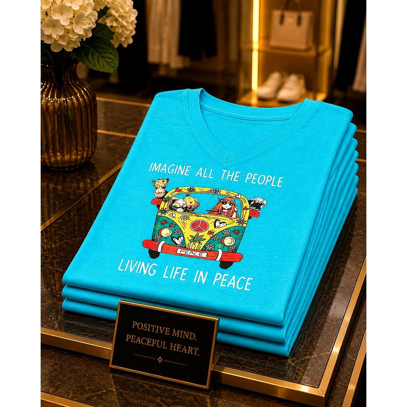 Other Vibrant Imagine All The People Living Life in Peace Cyan S 4 Size S / US 4 / IT 40 - 1 Thumbnail