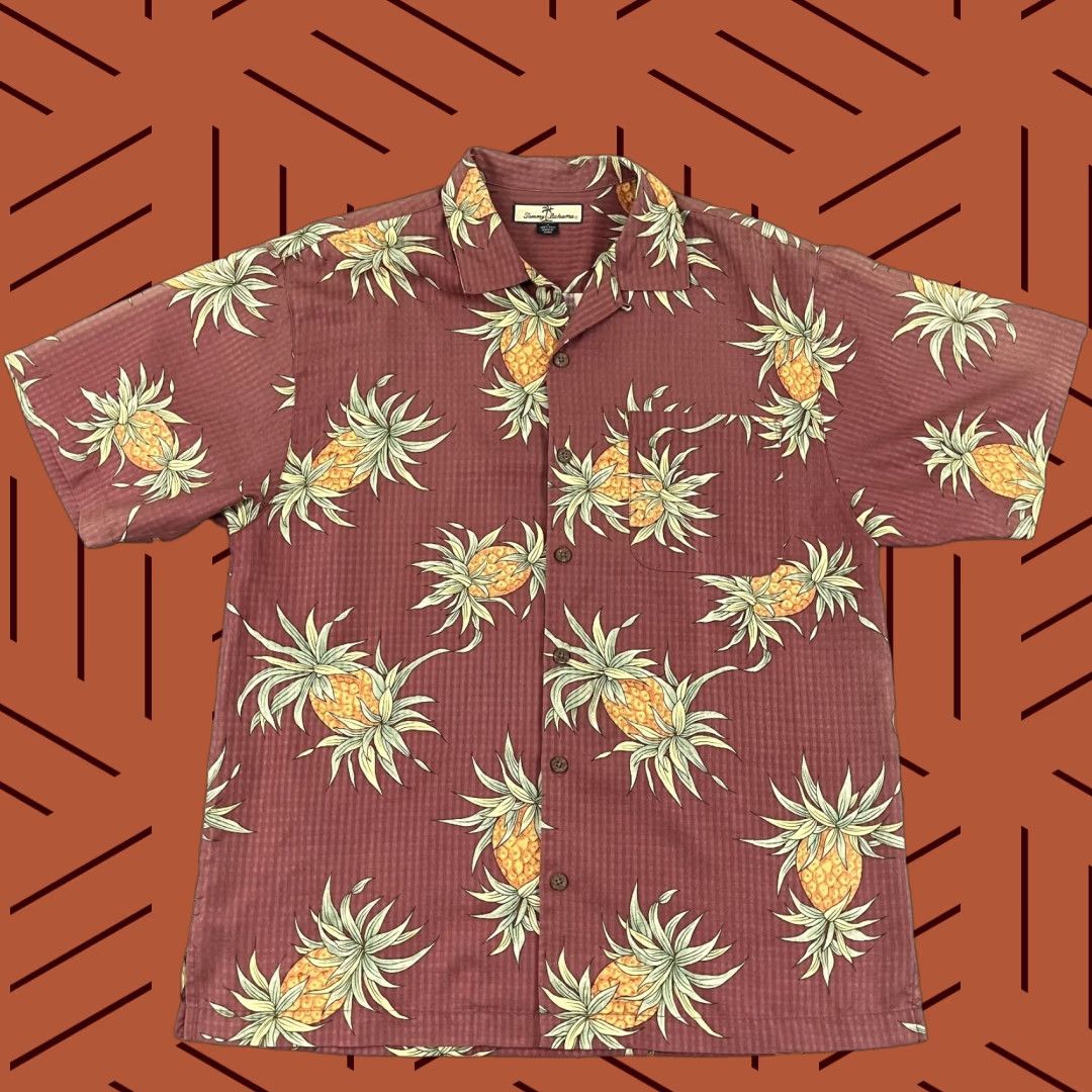 Tommy Bahama Tommy Bahama Hawaiian Button-Up Shirt Mens Medium Red Pineapple Silk Geometric Casual Resort Size US M / EU 48-50 / 2 - 1 Thumbnail