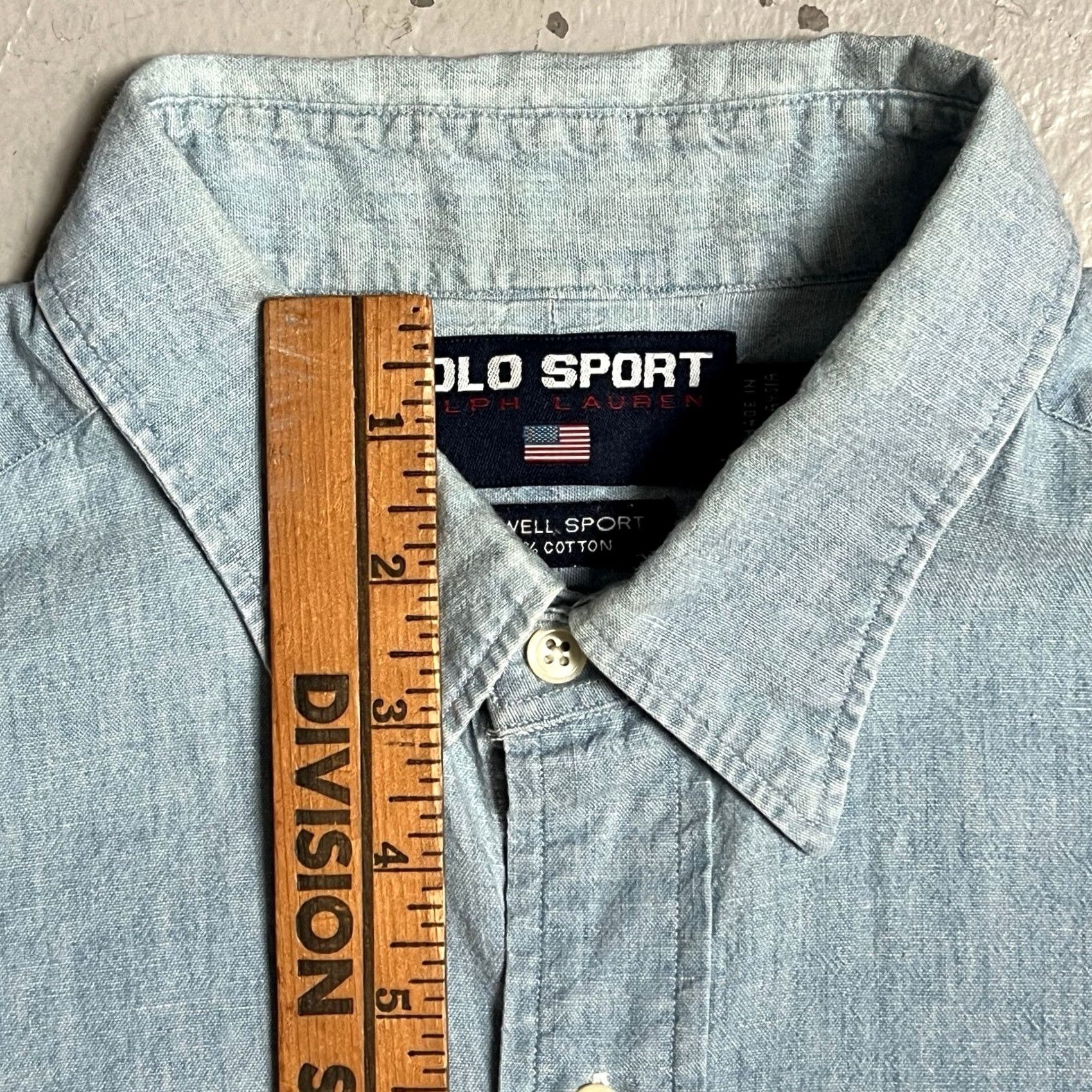 Vintage Vintage Polo Sport Ralph Lauren USA Flag Chambray Work Shirt L Size US L / EU 52-54 / 3 - 2 Thumbnail