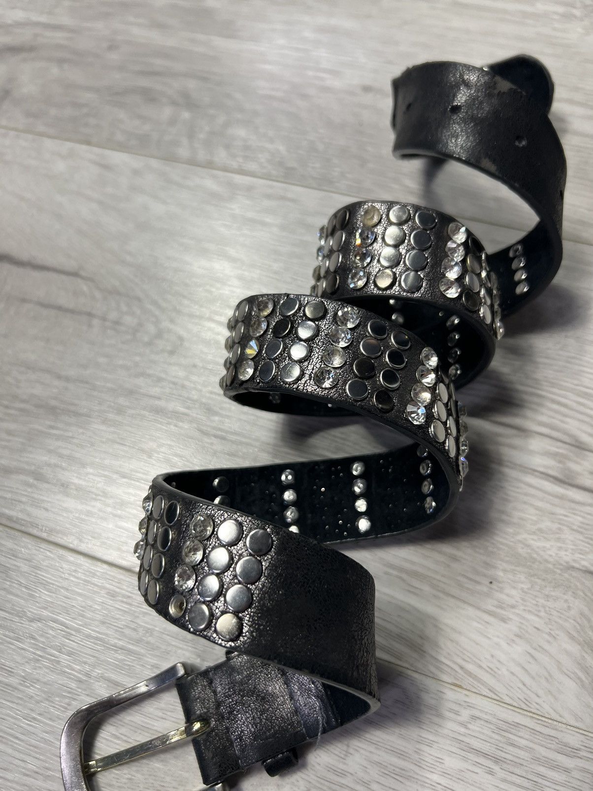 Vintage Vintage Avant Garde Studded Leather Belt Y2K Style Size ONE SIZE - 3 Thumbnail