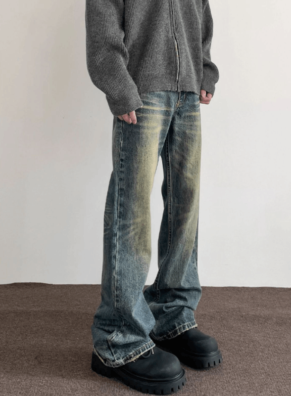 Japanese Brand × Jean Washed distressed American retro cleanfit flared jeans Size US 32 / EU 48 - 1 Thumbnail