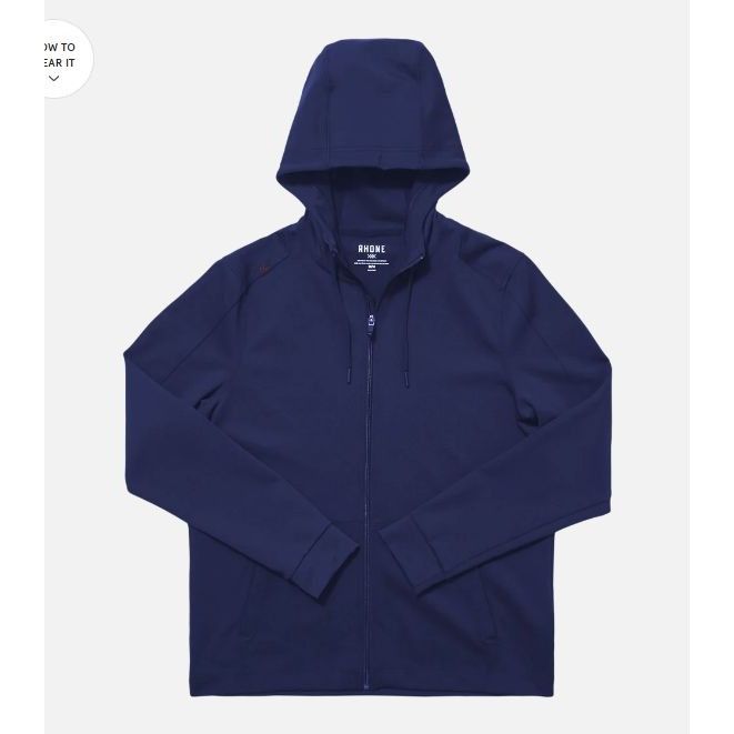 image of Rhone Spar Full Zip Hoodie - Size S - NWT in Blue, Men's
