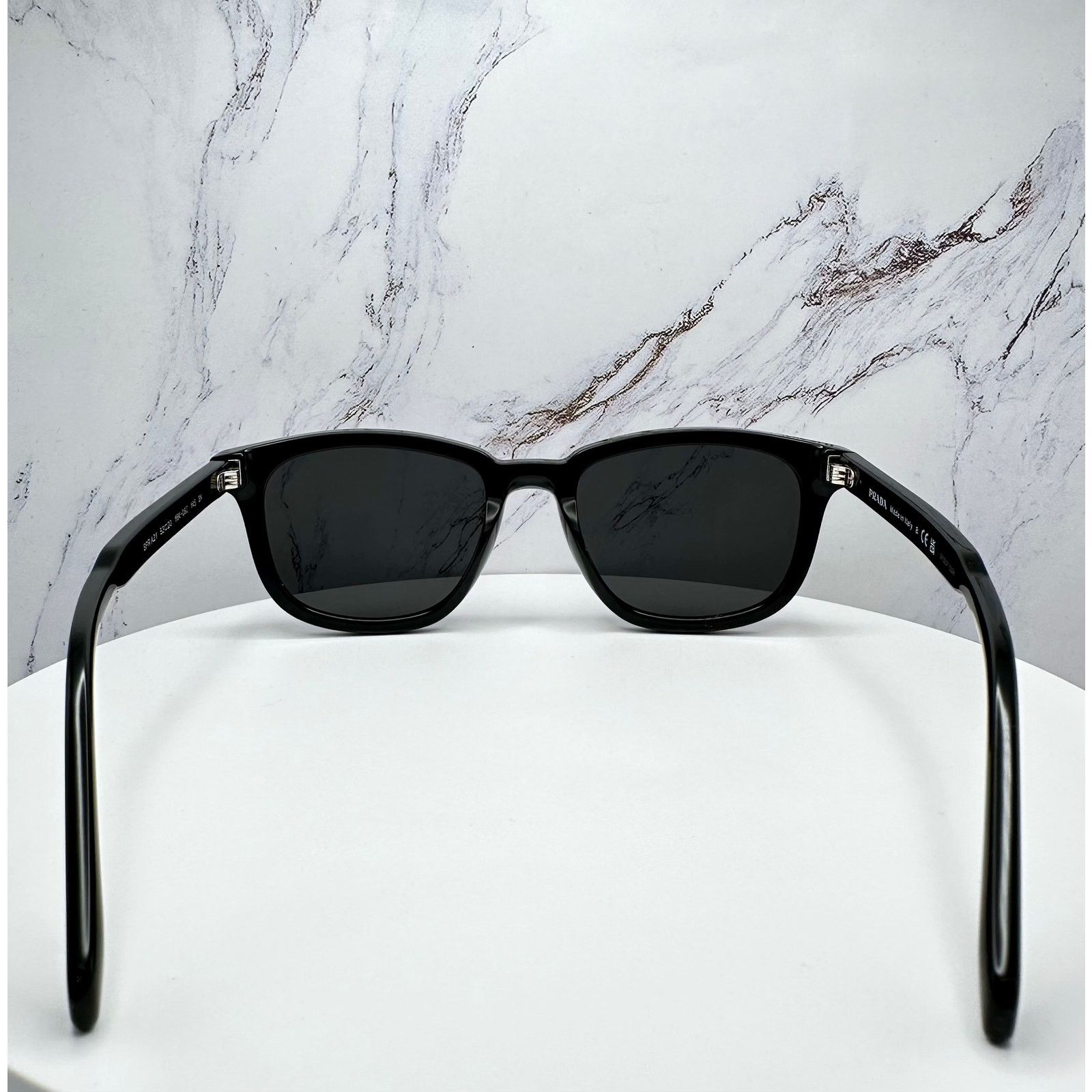 Prada New PRADA Sunglasses Black Acetate Square Silver Metal Size ONE SIZE - 10 Thumbnail