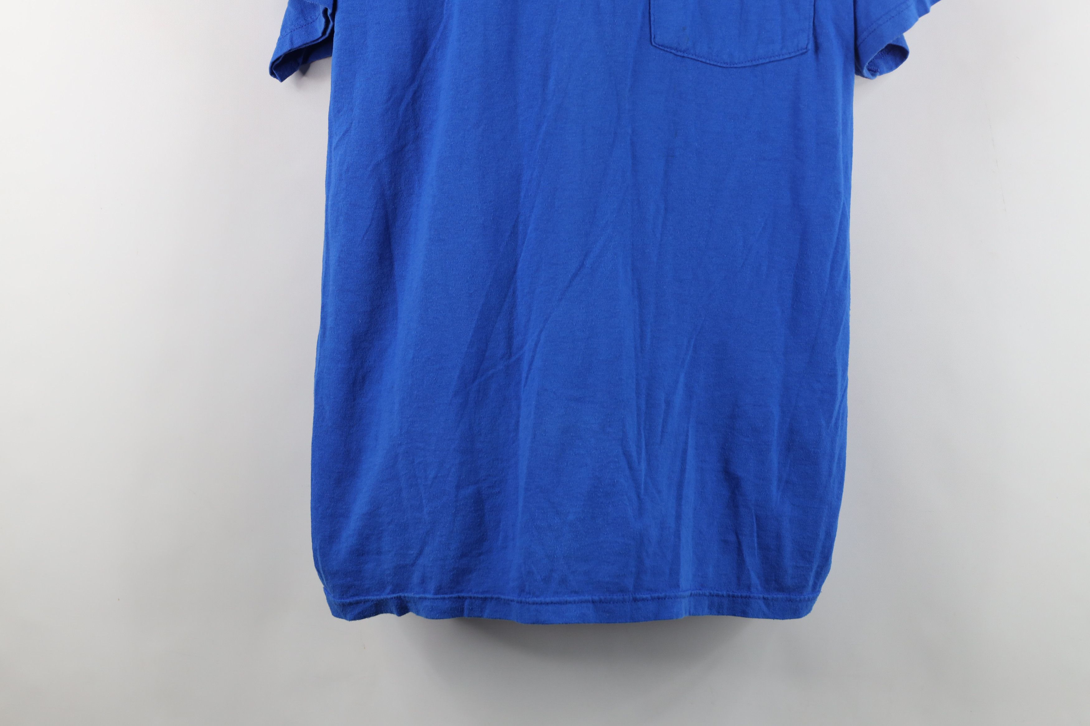 Vintage Vintage 90s Streetwear Blank Pocket T-Shirt Royal Blue Size US XL / EU 56 / 4 - 3 Thumbnail
