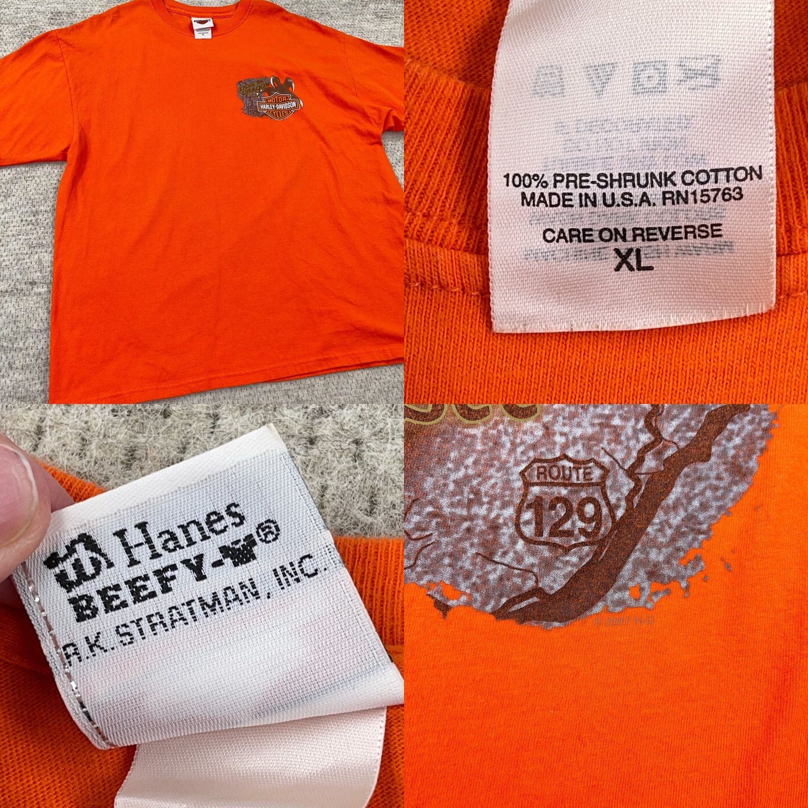 Harley Davidson Harley Davidson Shirt Adult XL Orange Smoky Mountains Dragon Retro Biker Tee Men Size US XL / EU 56 / 4 - 8 Thumbnail
