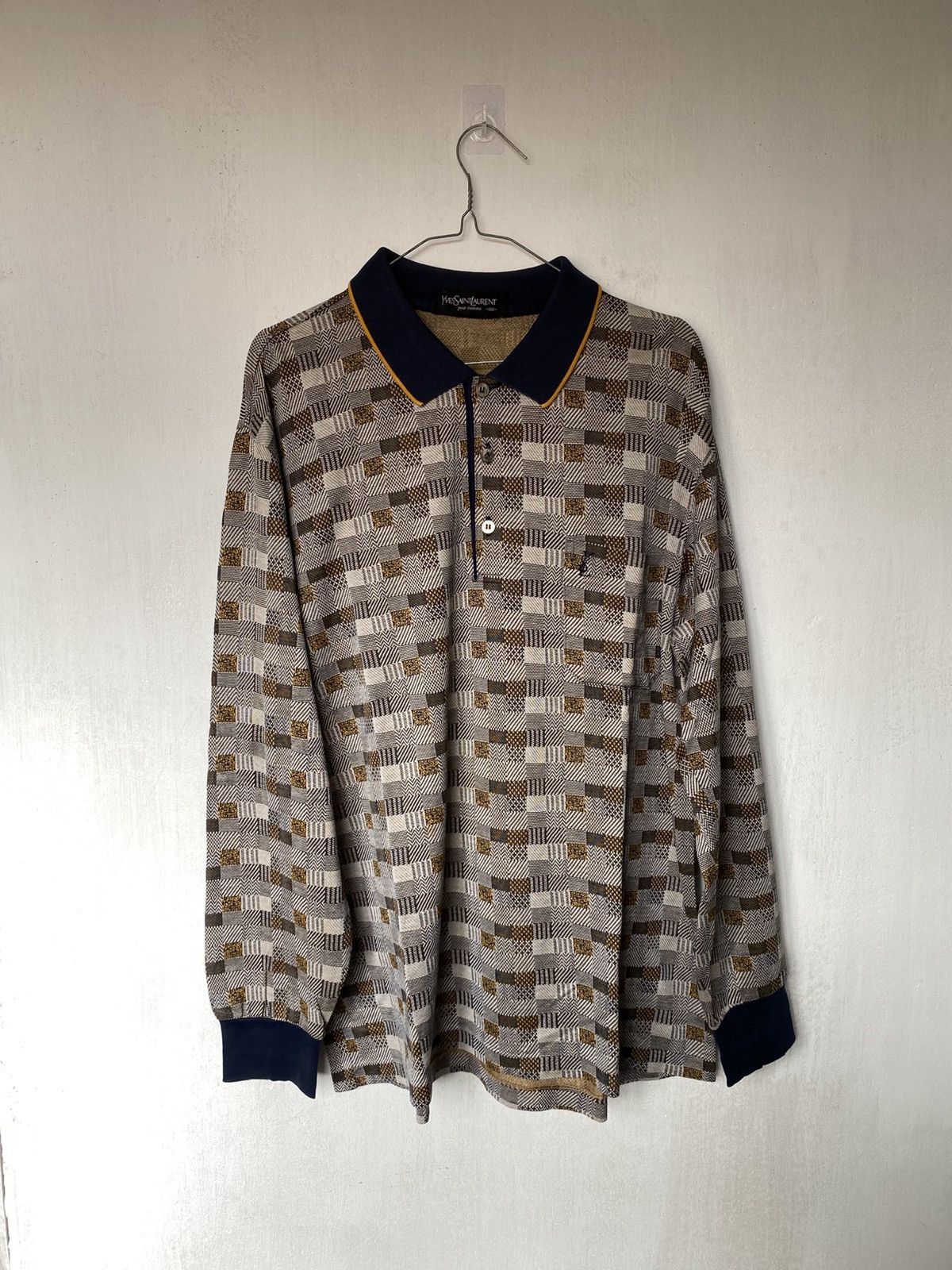 Yves Saint Laurent Vintage Ysl Longsleeve Polo Shirt Size US L / EU 52-54 / 3 - 1 Thumbnail