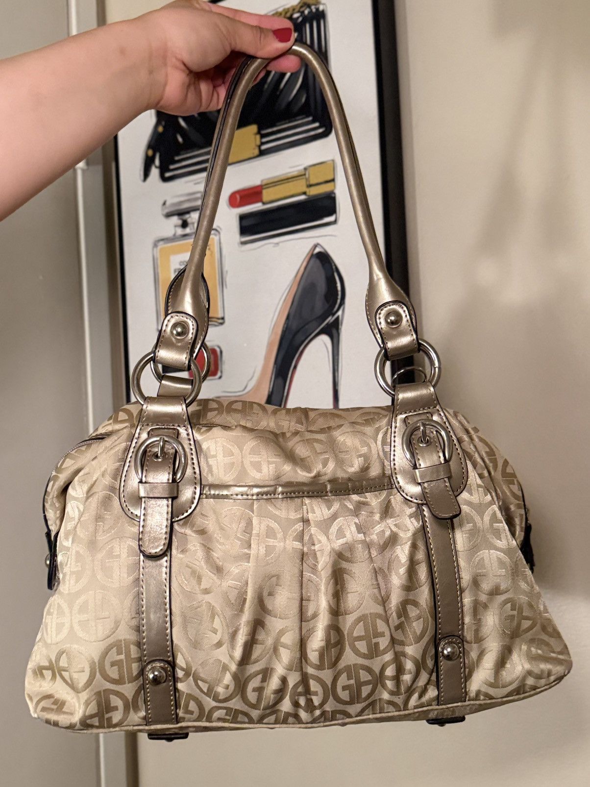 Giani Bernini Vintage Giani Bernini Gold Tan Monogram Handbag Size ONE SIZE - 9 Thumbnail