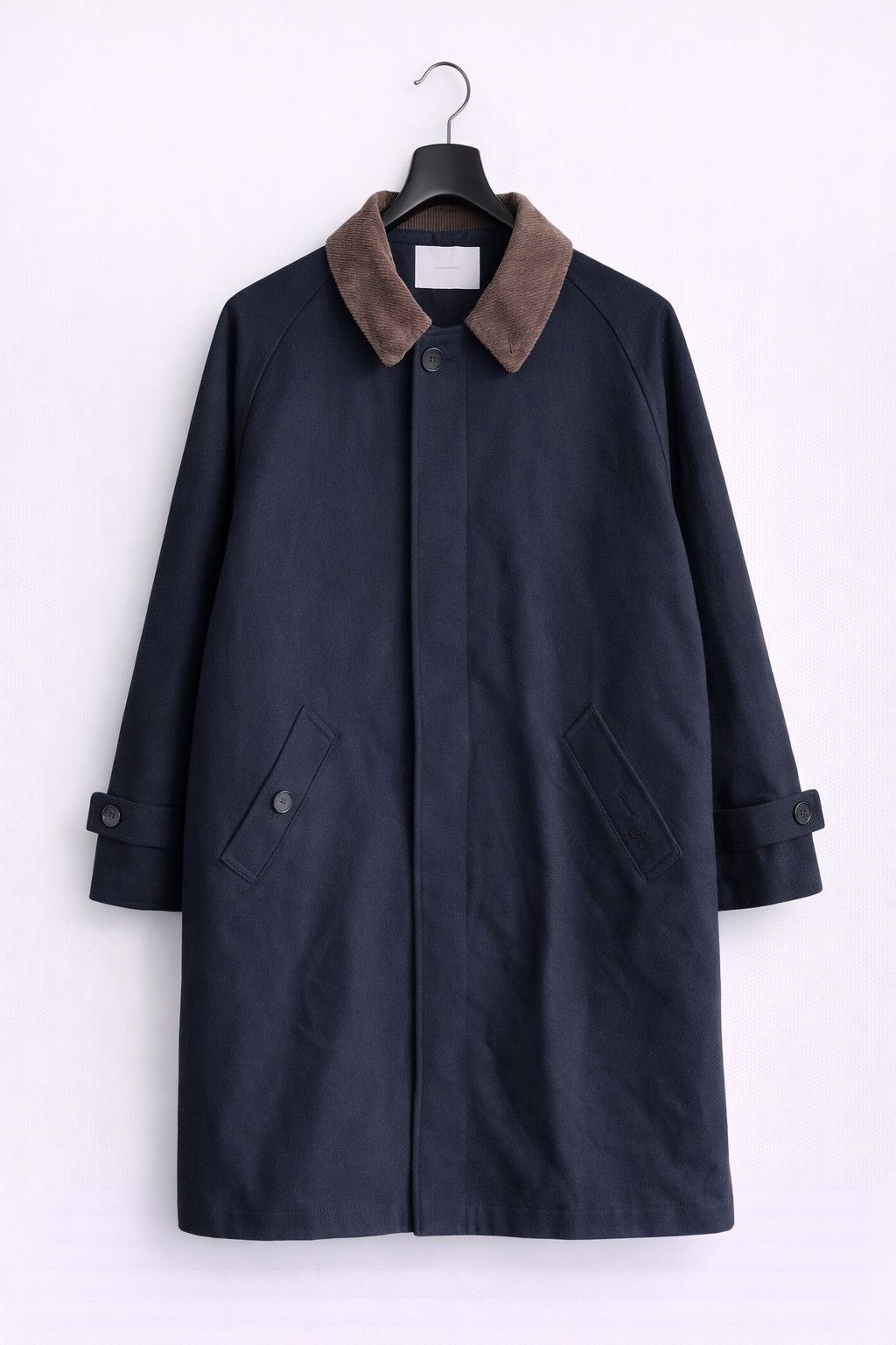 Frame Framework Japan Long Coat Corduroy Collar Navy Wool Blend Size US M / EU 48-50 / 2 - 1 Thumbnail