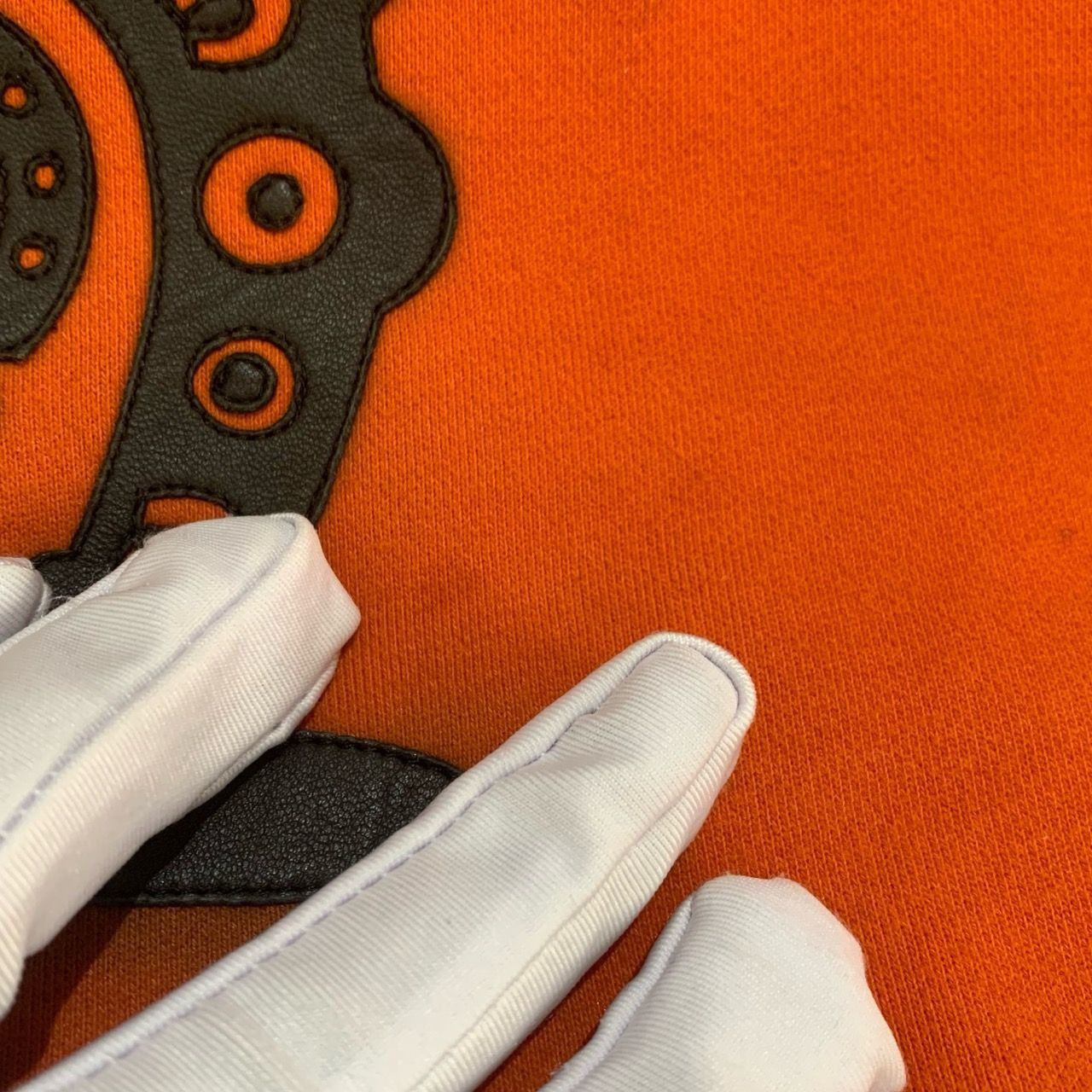 Hermes Hermès Orange Cotton Sweatshirt With Leather Robot Appliqué Size US L / EU 52-54 / 3 - 3 Thumbnail