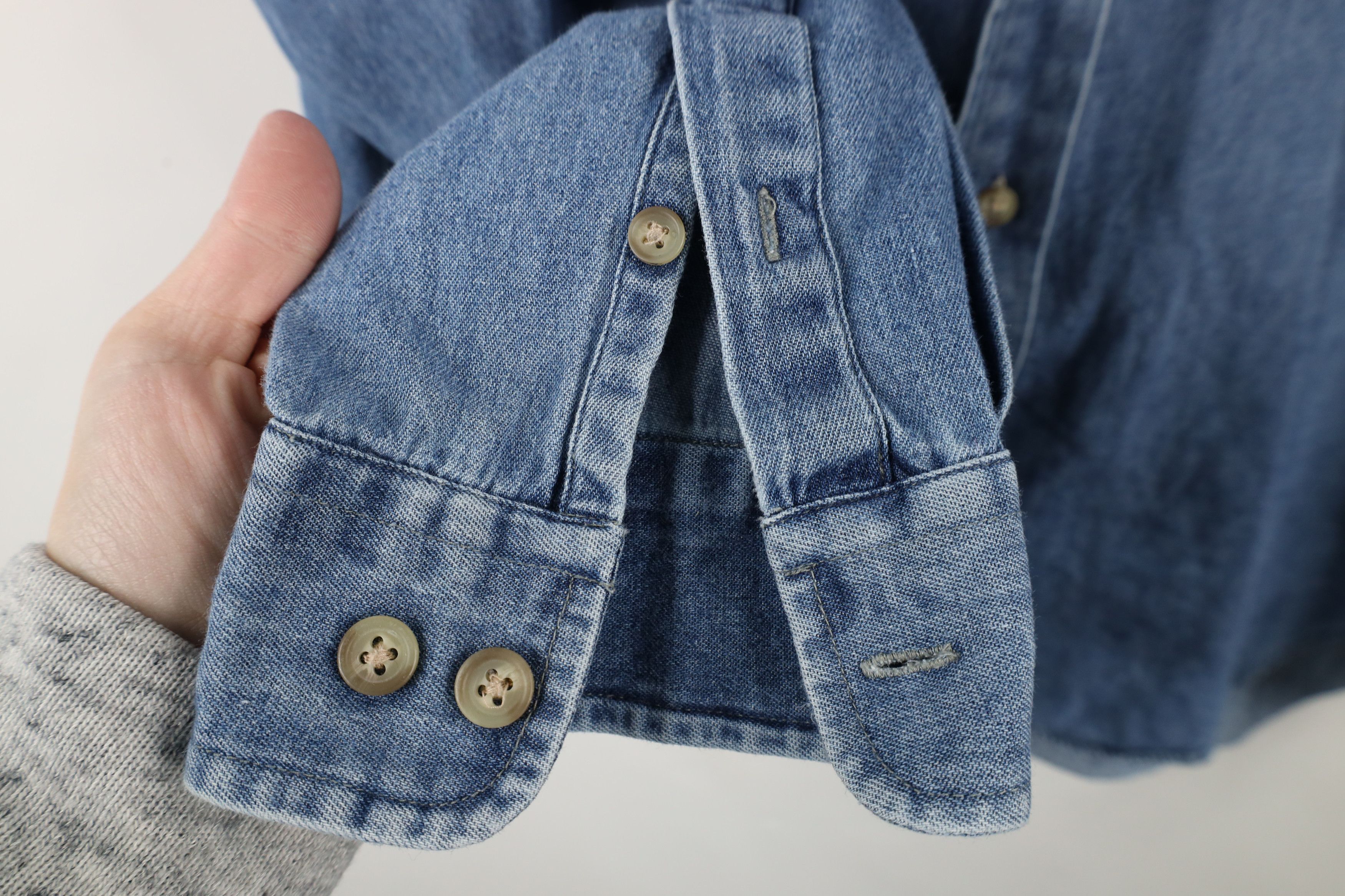 Vintage Vintage 90s Streetwear Collared Denim Jean Button Down Shirt Size US L / EU 52-54 / 3 - 6 Thumbnail