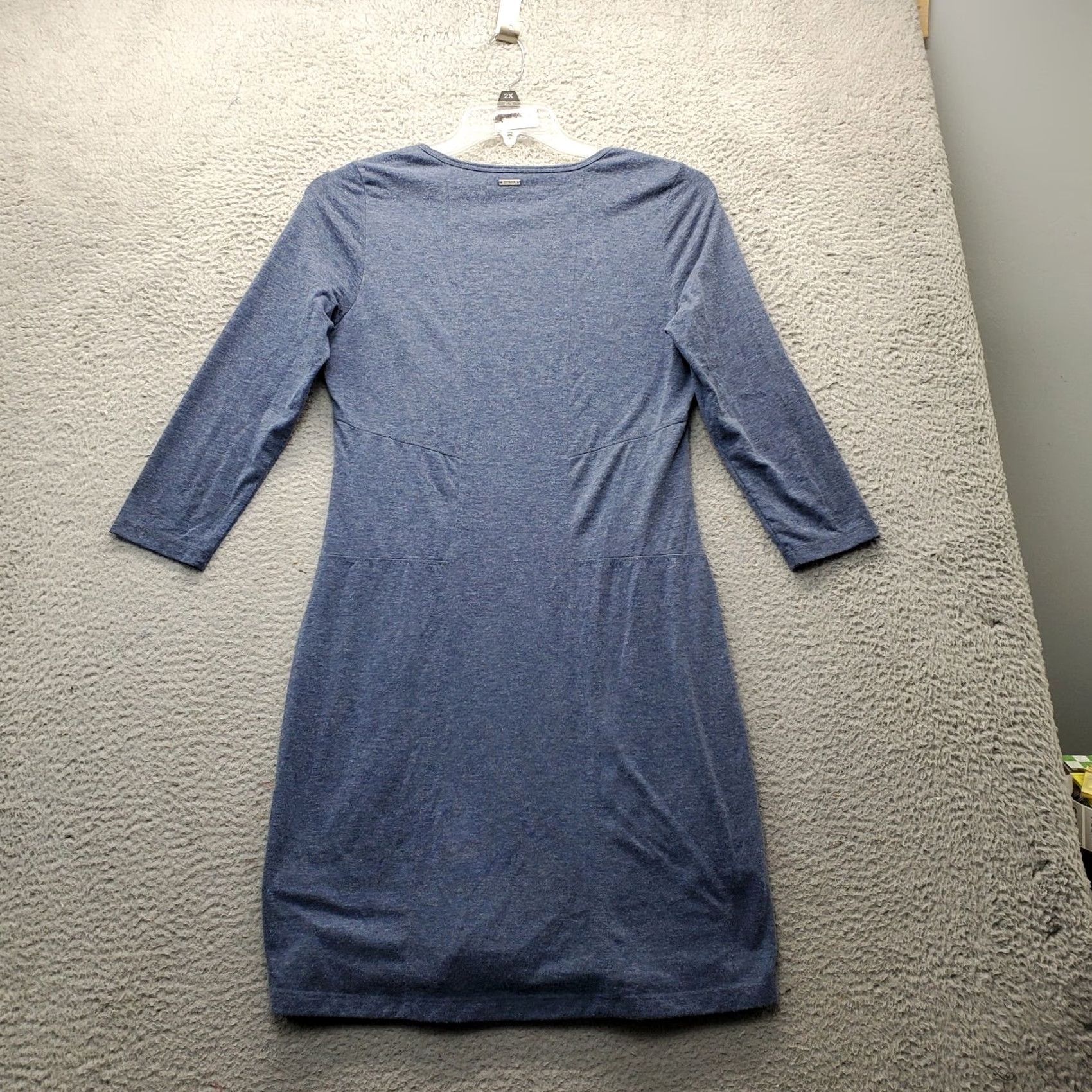 Prana prAna Soskia Fit & Flare Dress Womens M Blue Heather Wool Blend Round Neck Size M / US 6-8 / IT 42-44 - 2 Thumbnail