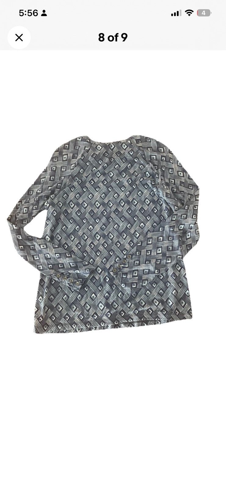 J.McLaughlin J.McLaughlin Women’s Blue Geometric Long Sleeve Blouse L Size L / US 10 / IT 46 - 8 Thumbnail