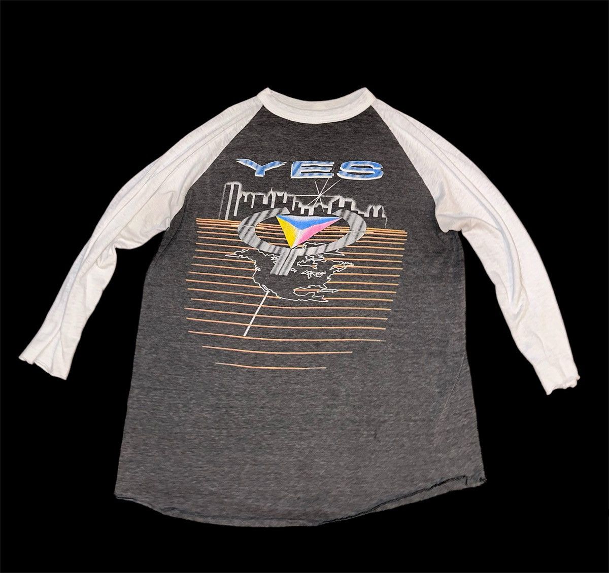 image of Vintage 1984 Yes World Tour Band T-Shirt in Grey, Men's (Size Small)