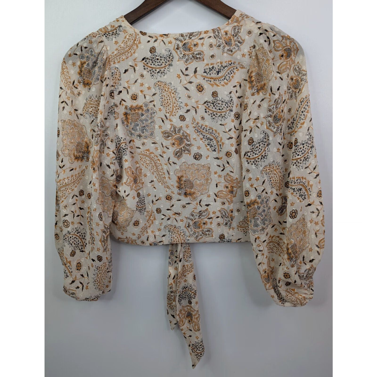 Joie **Joie Ivory Lined Long Sleeve Tie Front V-Neck Flared Blouse XS** User: **Joie Ivory Lined Long Sleeve Tie Front Flared Blouse XS** Size XS / US 0-2 / IT 36-38 - 3 Thumbnail