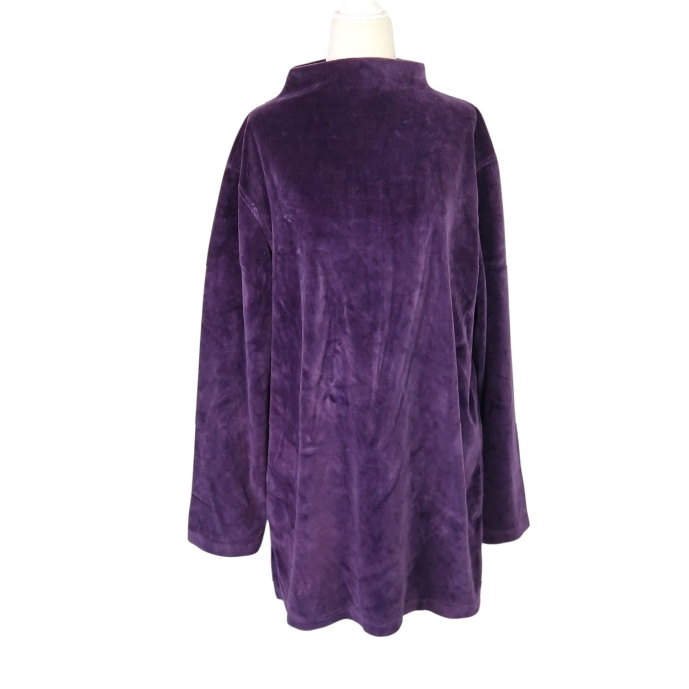 Jones New York VINTAGE Jones Wear Purple Velour Velvet Mockneck Tunic Top XL Women Velour Mock Neck Tunic 90s Nightfall Purple Ladies Blouse Size XL / US 12-14 / IT 48-50 - 2 Thumbnail