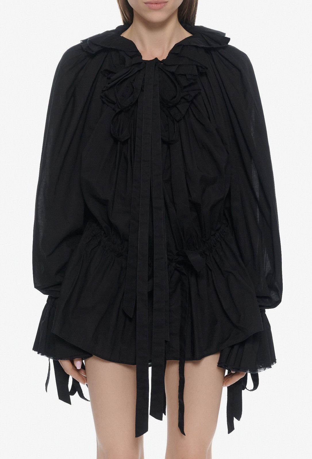 Ann Demeulemeester Last Ann Demeulemeester Bregje Ruffled Black Mini Dress Size XXS / US 00 / IT 34 - 2 Thumbnail