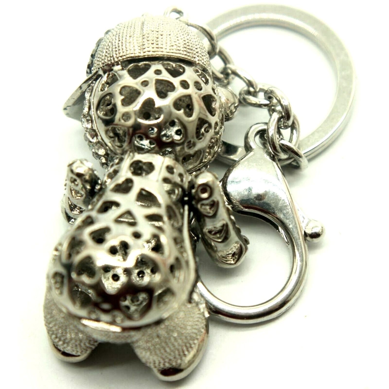Other Black White Rhinestone Teddy Bear Baseball Hat Key Fob Size ONE SIZE - 3 Thumbnail