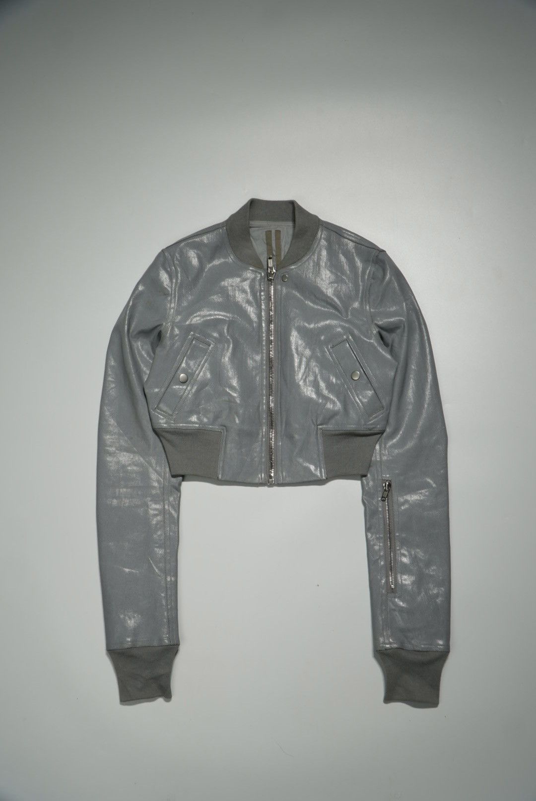 Rick Owens Rick Owens Girders Cropped Bomber Jacket in Silver-Tone Size S / US 4 / IT 40 - 1 Thumbnail