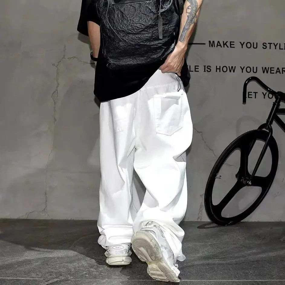 Japanese Brand Streetwear Baggy Straight Hole Distressed Jeans Size US 34 / EU 50 - 4 Thumbnail