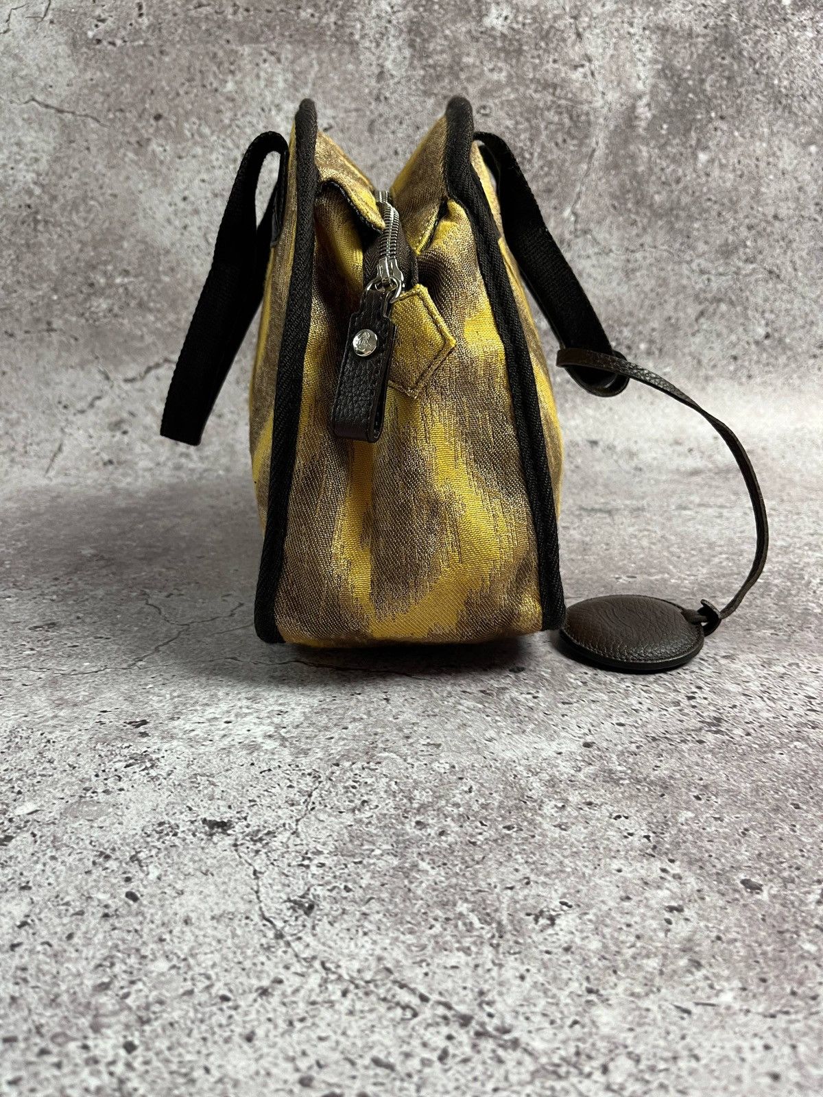 Vivienne Westwood Yellow Leopard Print Handbag OrbLogo Canvas SatchelTote Rare Size ONE SIZE - 7 Thumbnail