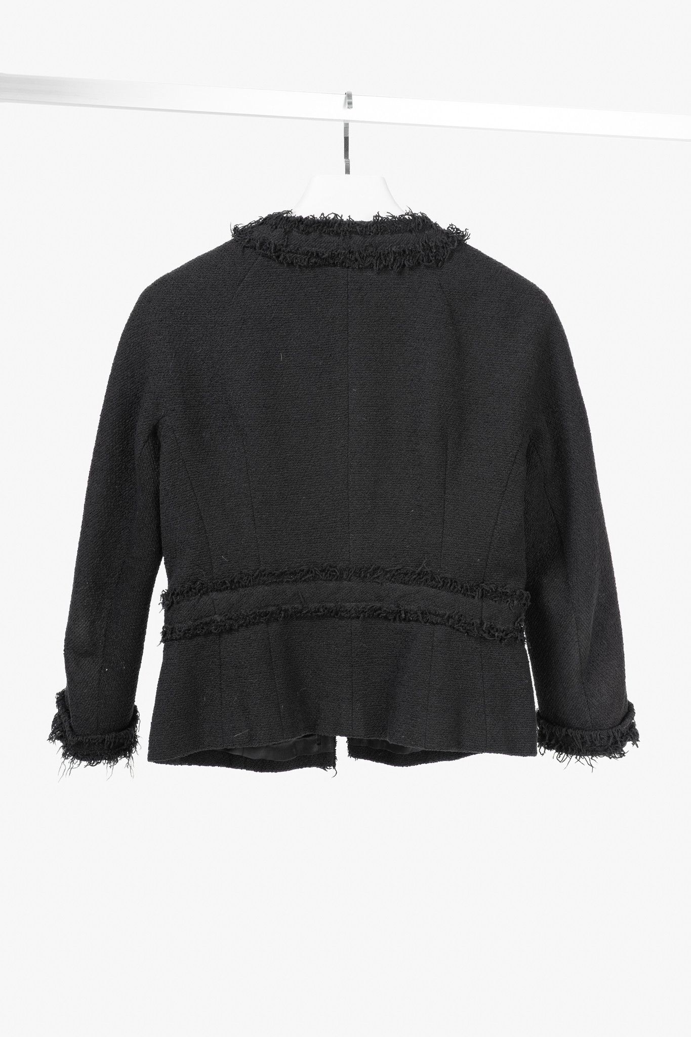 Other Lida Baday Black Boucle Tweed Fringe-Trim Jacket Size L / US 10 / IT 46 - 2 Thumbnail