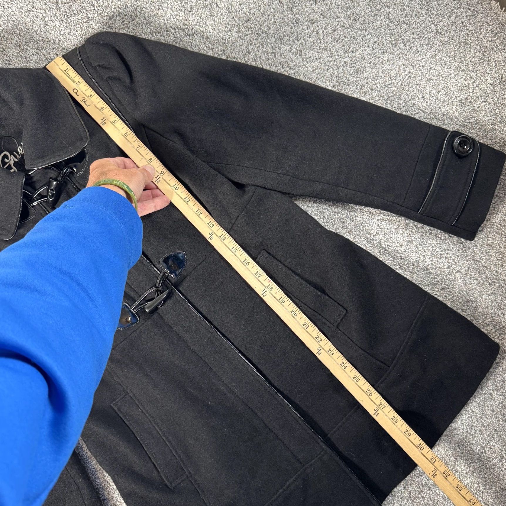 Guess Guess Coat Women's Large Black Wool Blend Toggle Duffle Mid Length Lined Winter Coat Size L / US 10 / IT 46 - 2 Thumbnail