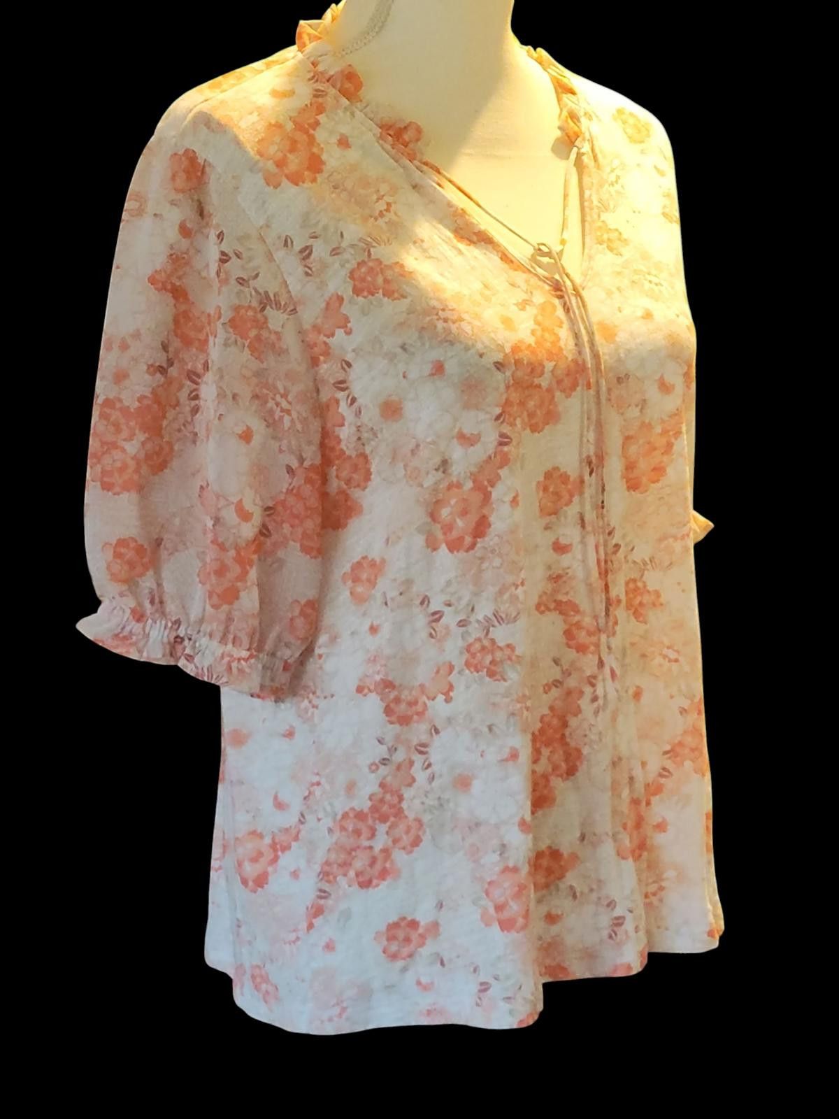 Lucky Brand The Lucky Brand Floral Blouse with Ruffled Sleeves Size M / US 6-8 / IT 42-44 - 3 Thumbnail
