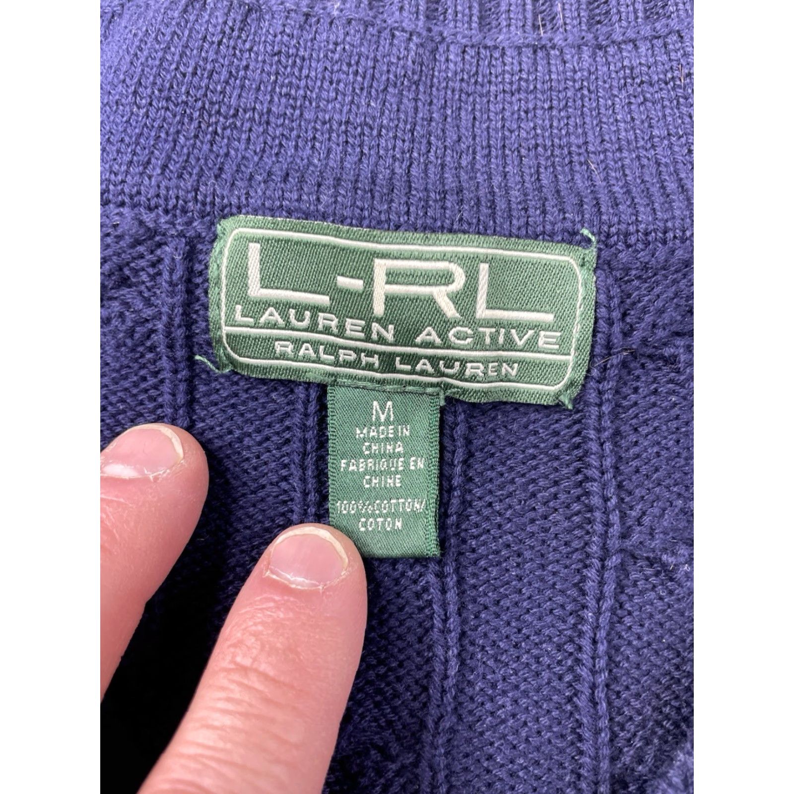Ralph Lauren VINTAGE Lauren Ralph Lauren Sweater Womens M Blue Cable Knit V-Neck Pullover Classic Size M / US 6-8 / IT 42-44 - 3 Thumbnail