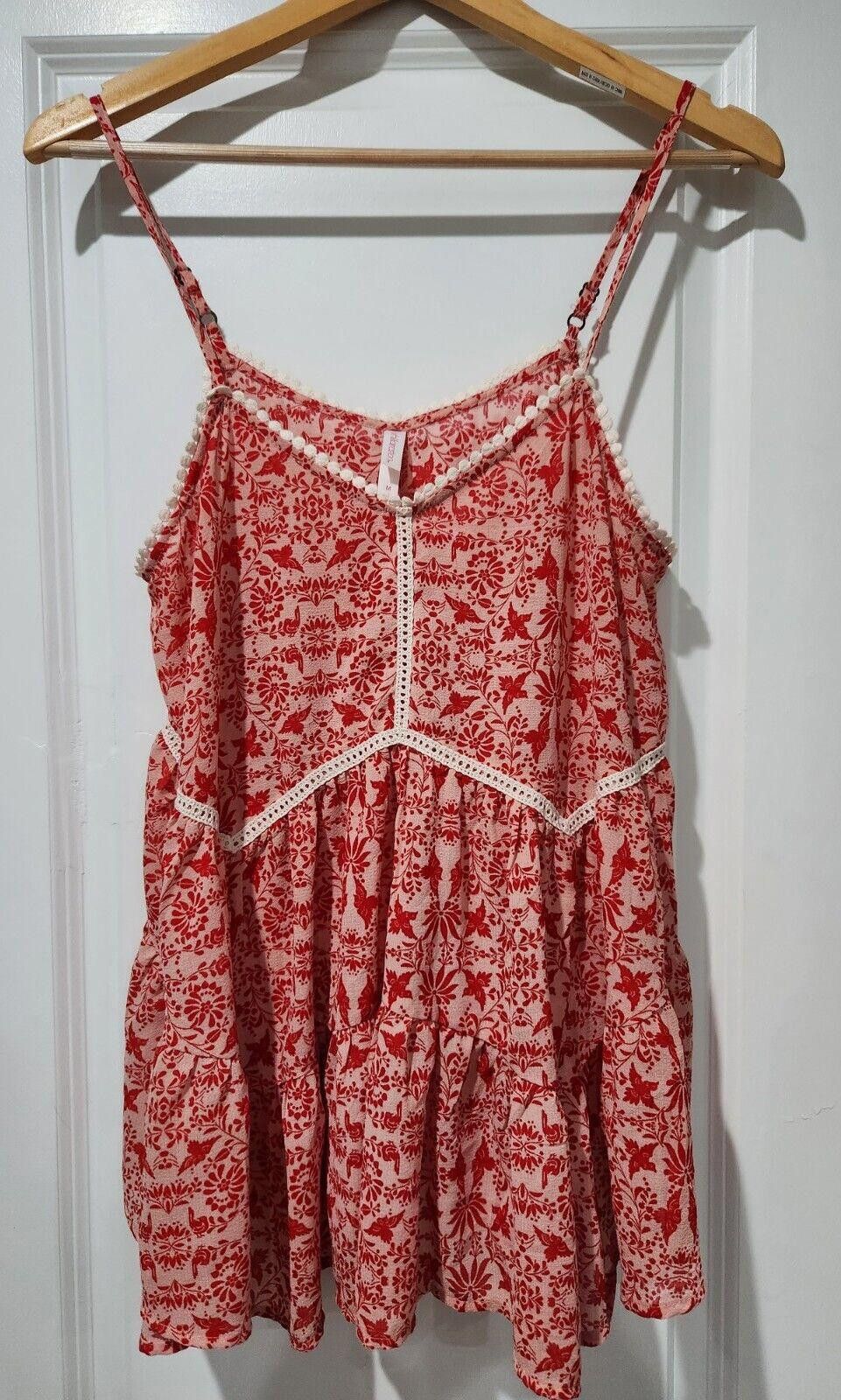 Designer Xhilaration Top Medium Red And White Paisley Lace Trim Size M / US 6-8 / IT 42-44 - 1 Thumbnail