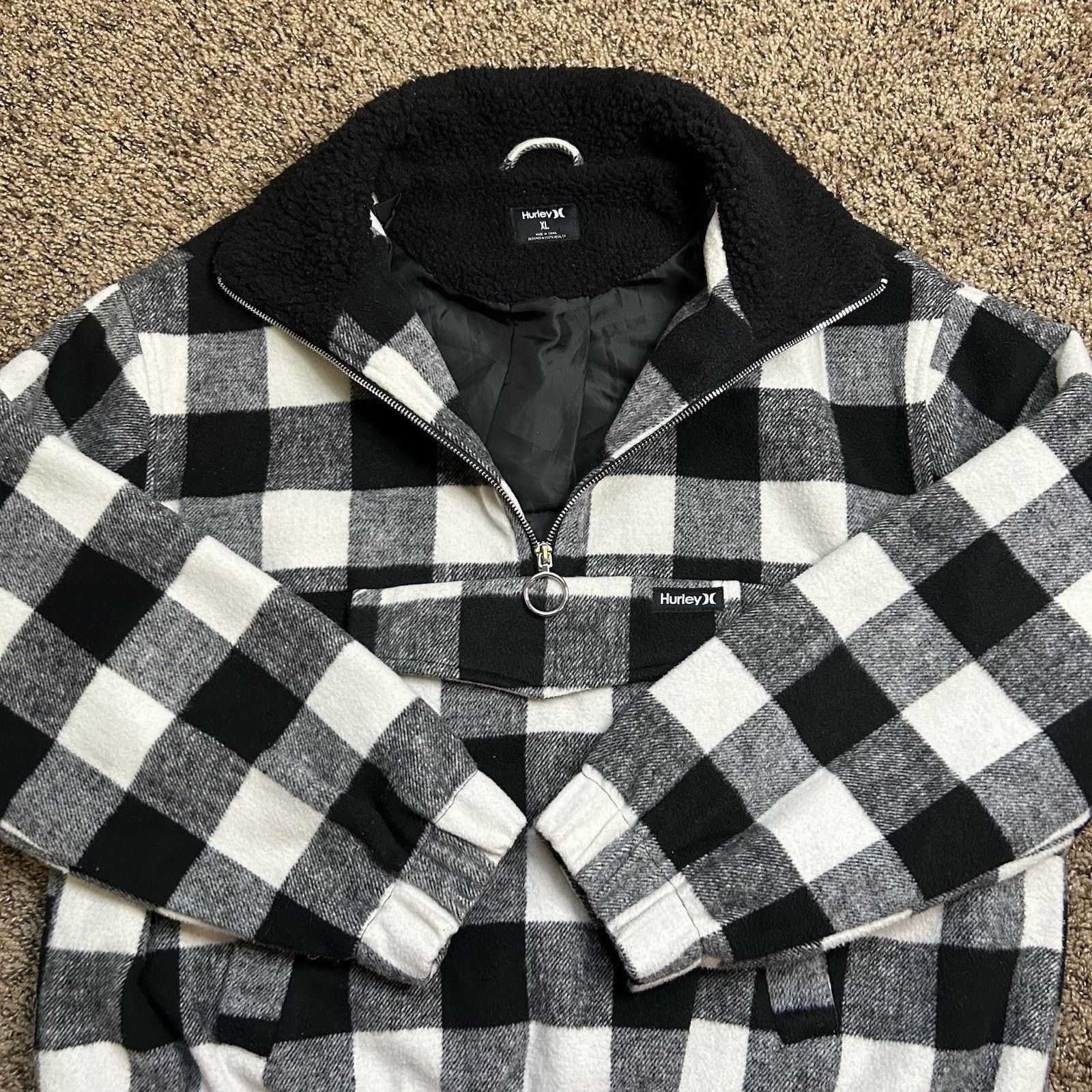 Hurley Hurley Plaid Black And White Pullover Women Coat Size XL Size L / US 10 / IT 46 - 6 Thumbnail