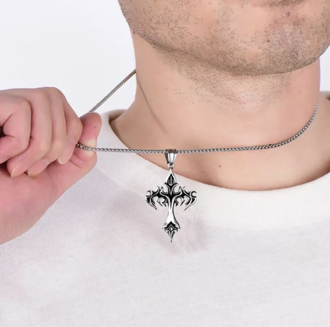 Jewelry Gothic Cross Necklace Punk chain Size ONE SIZE - 2 Thumbnail