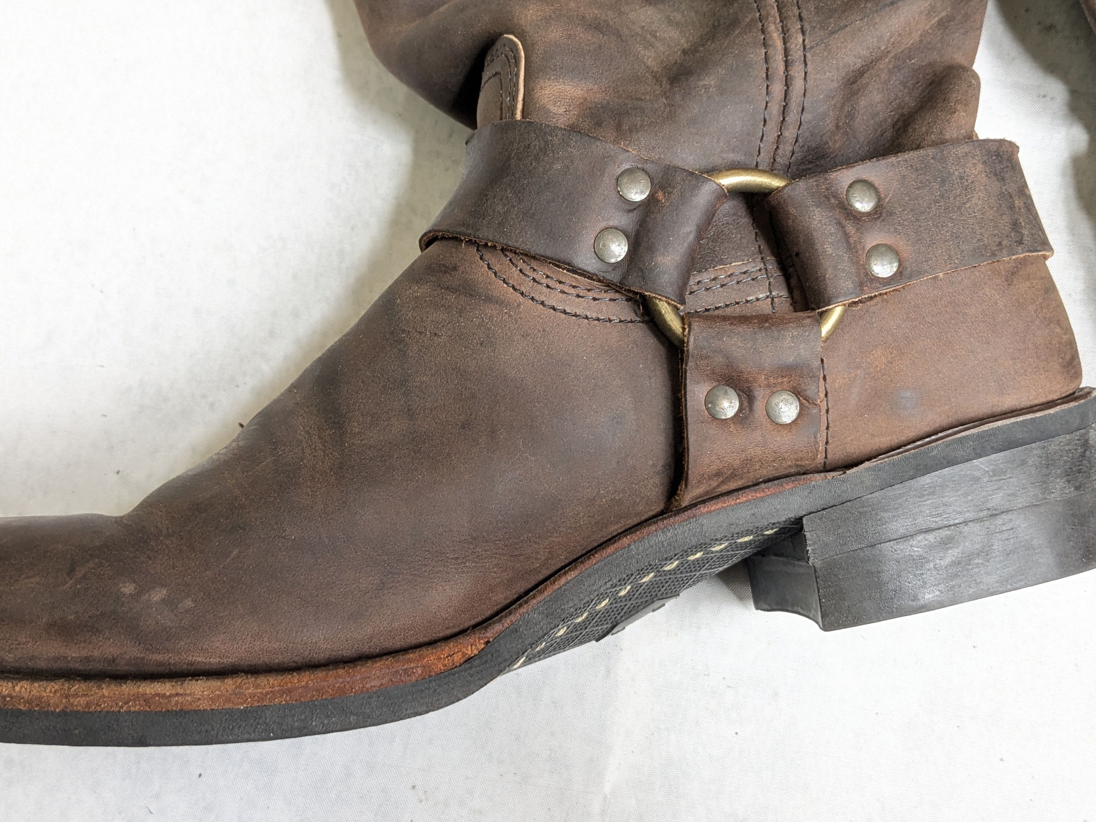 Frye Frye Harness Boots Brown Leather 12 M Buckle Size US 12 / EU 45 - 15 Thumbnail
