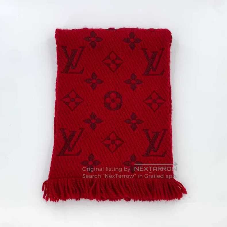 Other Louis Vuitton Red logo jacquard full print wool fringe sca Size ONE SIZE - 1 Thumbnail