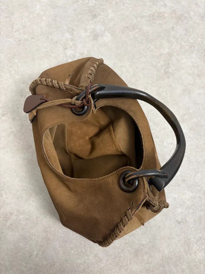 Gucci 2000s Gucci Brown Gradient Suede Leather Handle Bag Size ONE SIZE - 7 Thumbnail