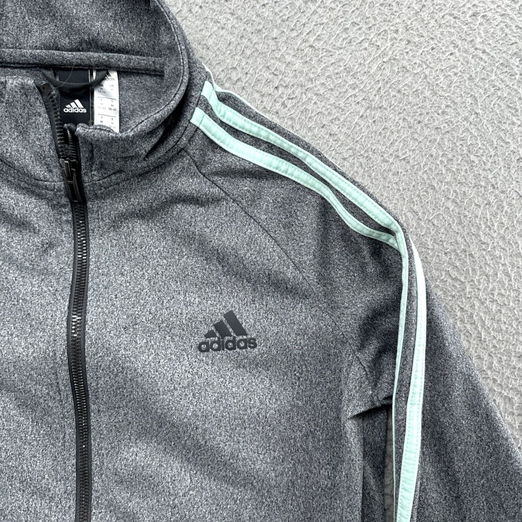 Adidas Adidas Women’s Essentials 3-Stripe Classic Track Jacket Gray Mint Green M Jacket Women Athletic Running & Jogging Multicolor Striped 3 White Stripes Size M / US 6-8 / IT 42-44 - 2 Thumbnail