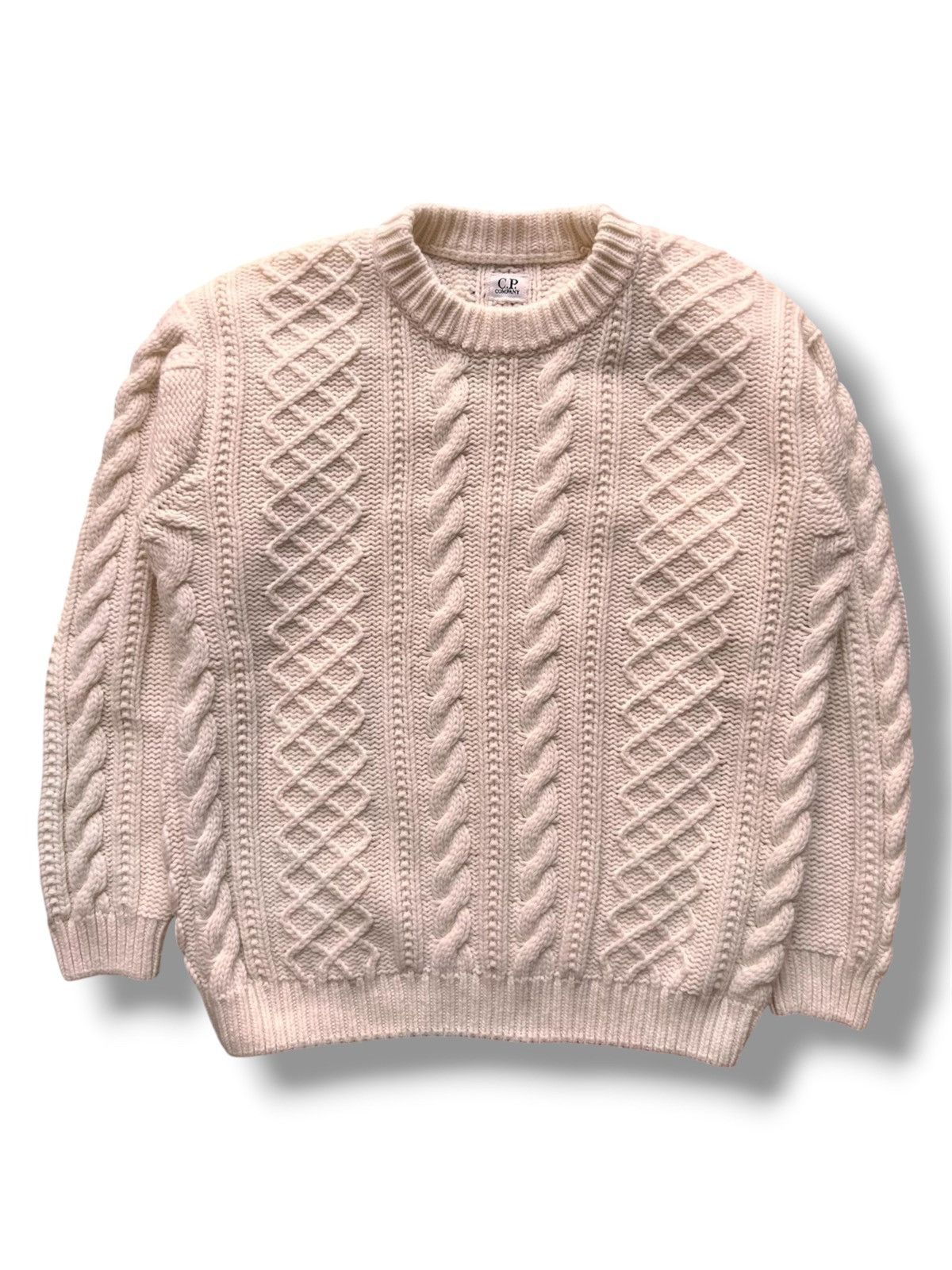 C.P. Company L C.P. Company Cable Knit Sweater Off White pullover jumper Size US L / EU 52-54 / 3 - 1 Thumbnail