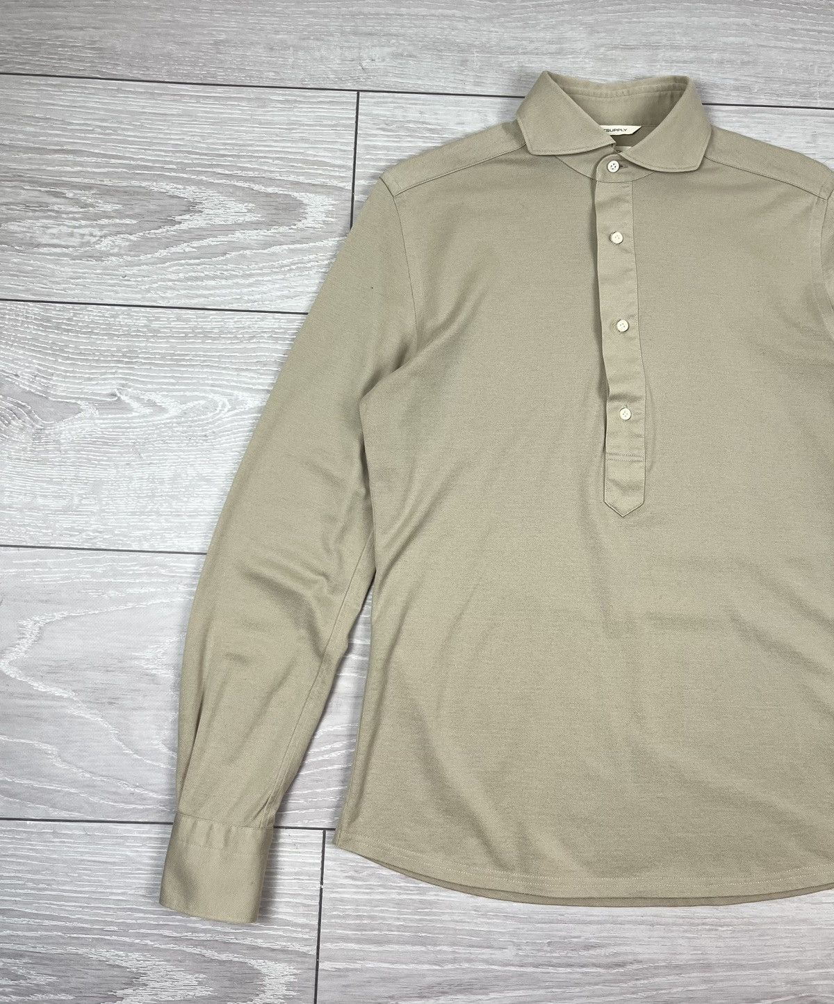 Suitsupply Suitsupply Beige Cotton 1/4 Button Shirt M Size US M / EU 48-50 / 2 - 4 Thumbnail