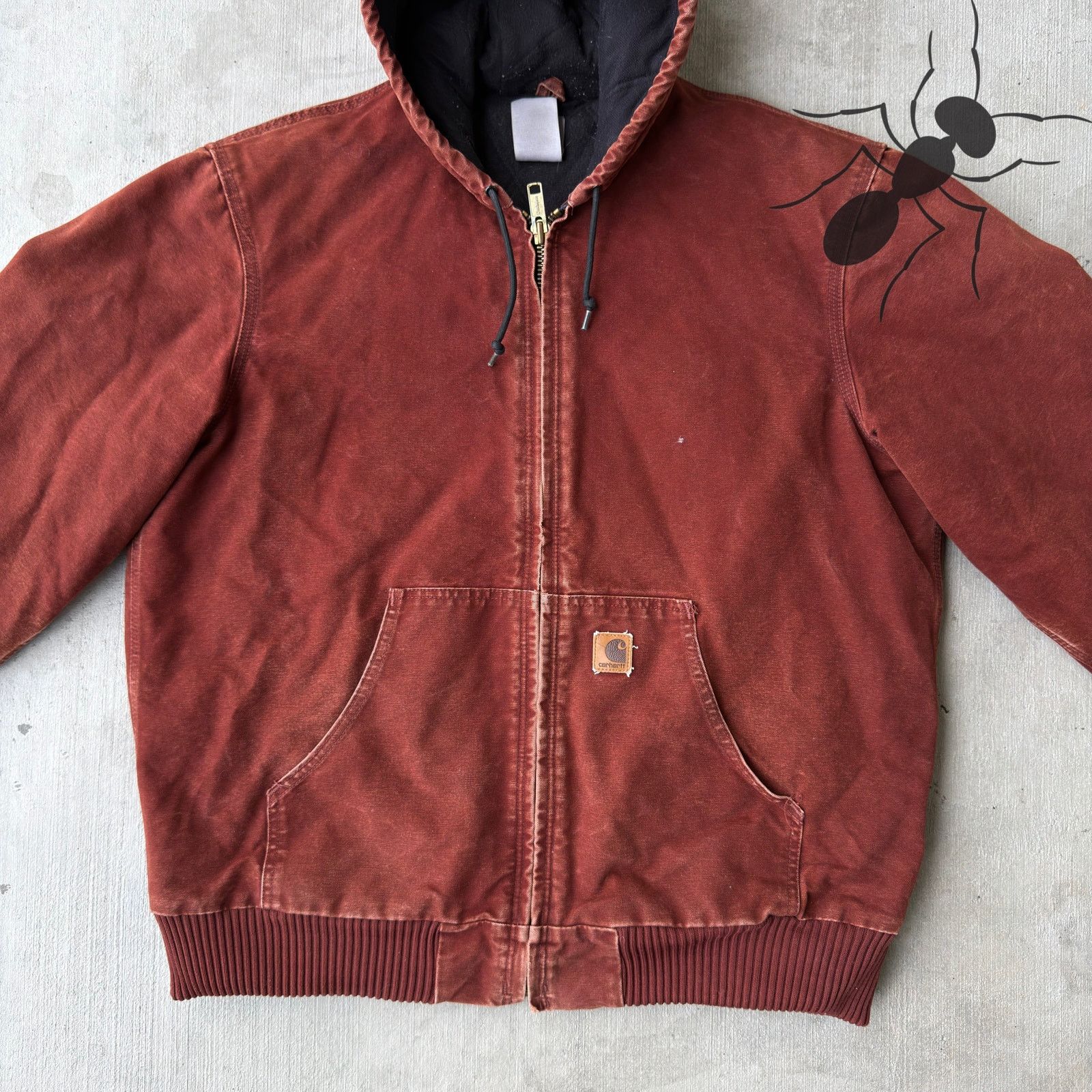 Carhartt × Vintage Carhartt J130 CLY red hooded work wear jacket Size US L / EU 52-54 / 3 - 3 Thumbnail