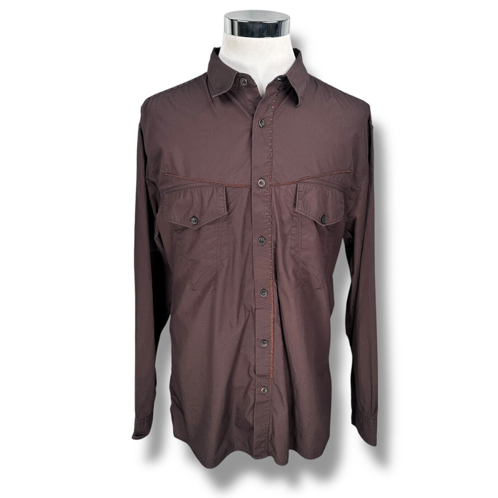 Other Marithé et François Girbaud Shirt Men’s 2XL Brown Button Up Size US XXL / EU 58 / 5 - 1 Thumbnail