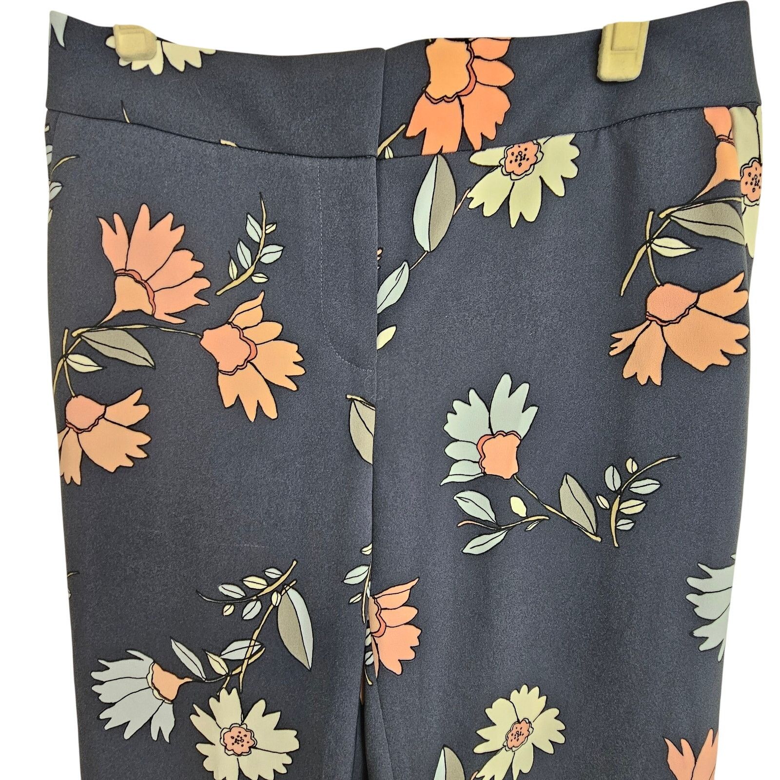 Ann Taylor Ann Taylor LOFT Pants Women 4 Floral Trousers Navy Blue Size 27" / US 4 / IT 40 - 2 Thumbnail