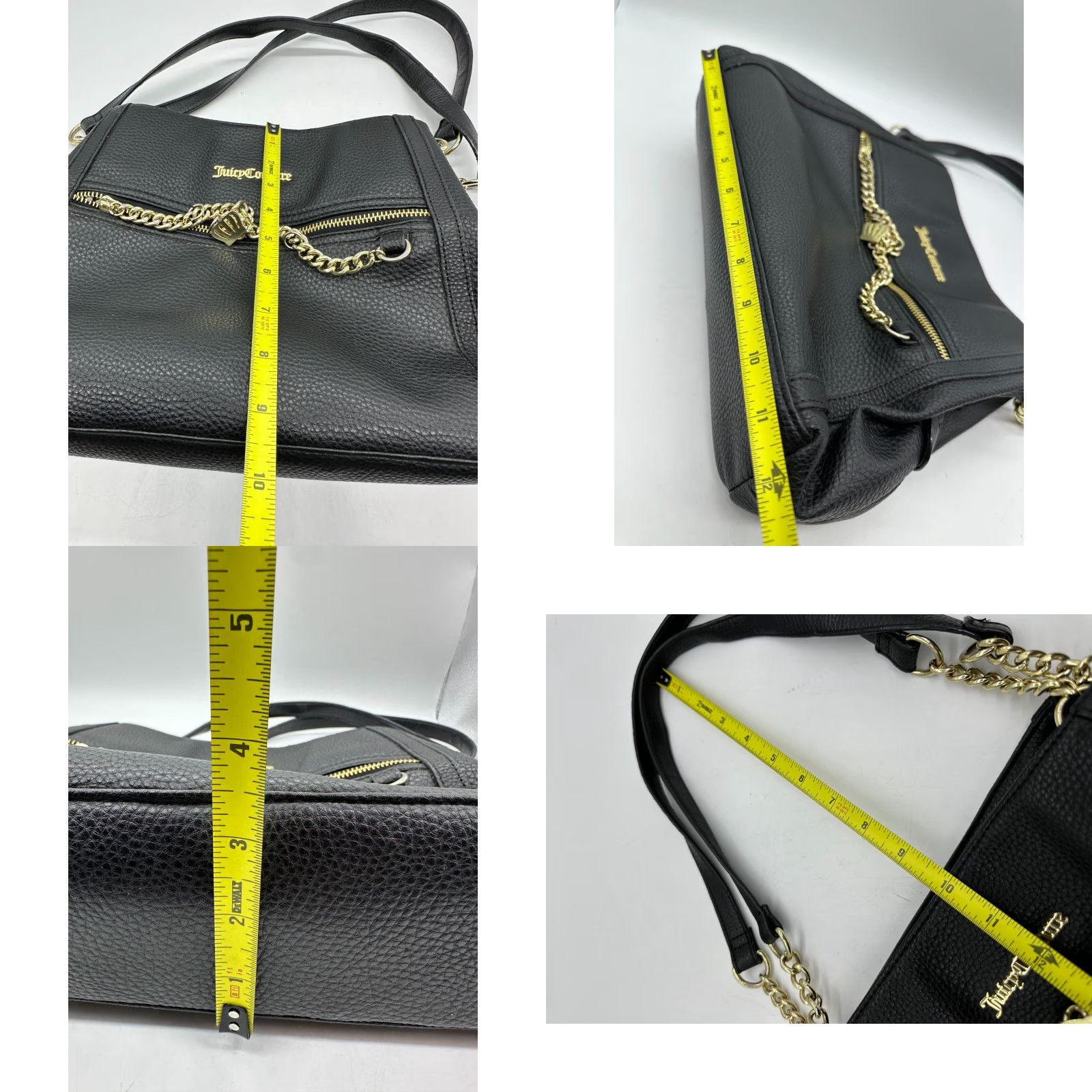 Juicy Couture Juicy Couture Shoulder Bag Women Medium Black Leather Gold Hardware Zipper Pebble Seas the Day Size ONE SIZE - 9 Thumbnail