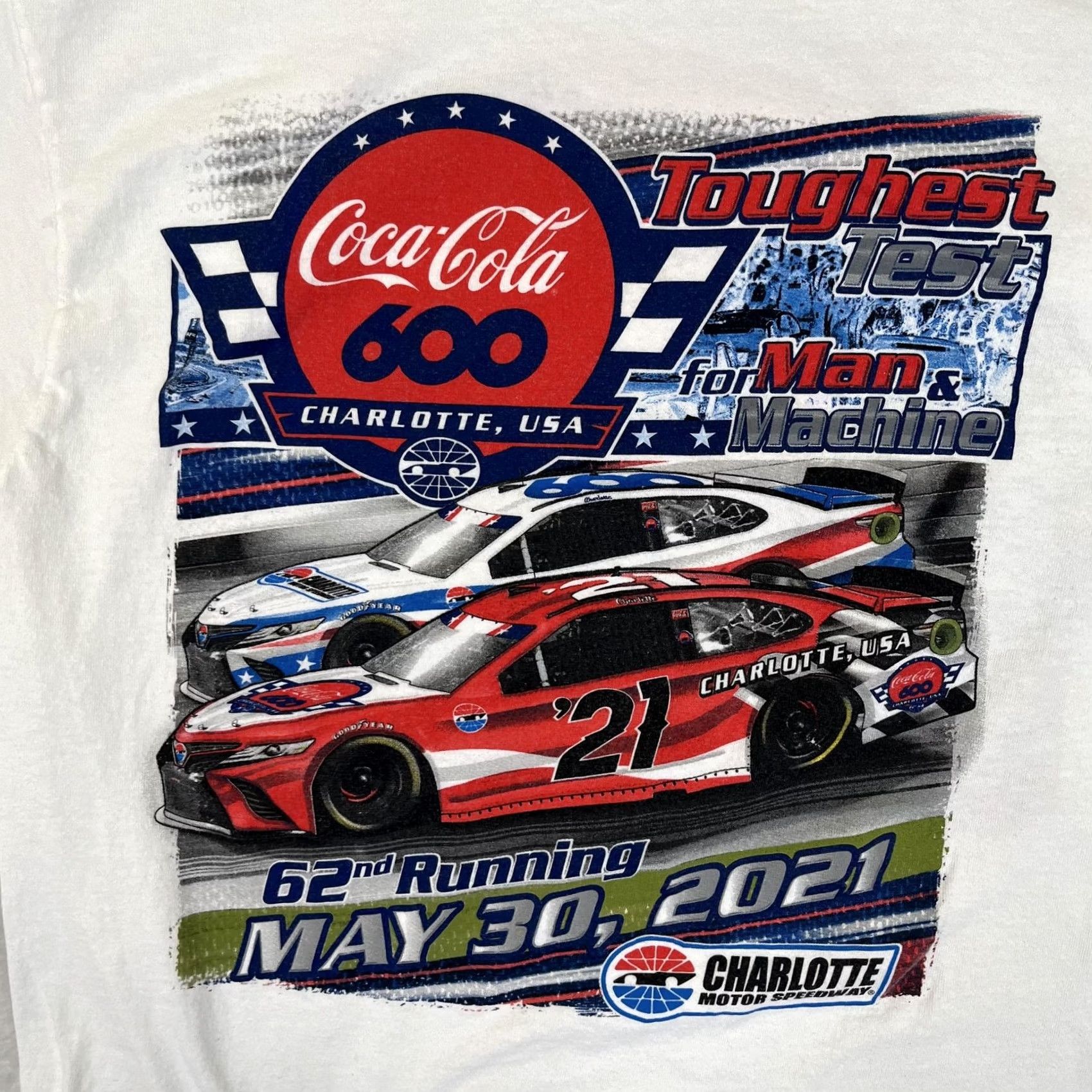 Delta Coca-Cola 600 Charlotte Speedway T-Shirt Mens Large NASCAR Double Sided 2021 Size US L / EU 52-54 / 3 - 2 Thumbnail