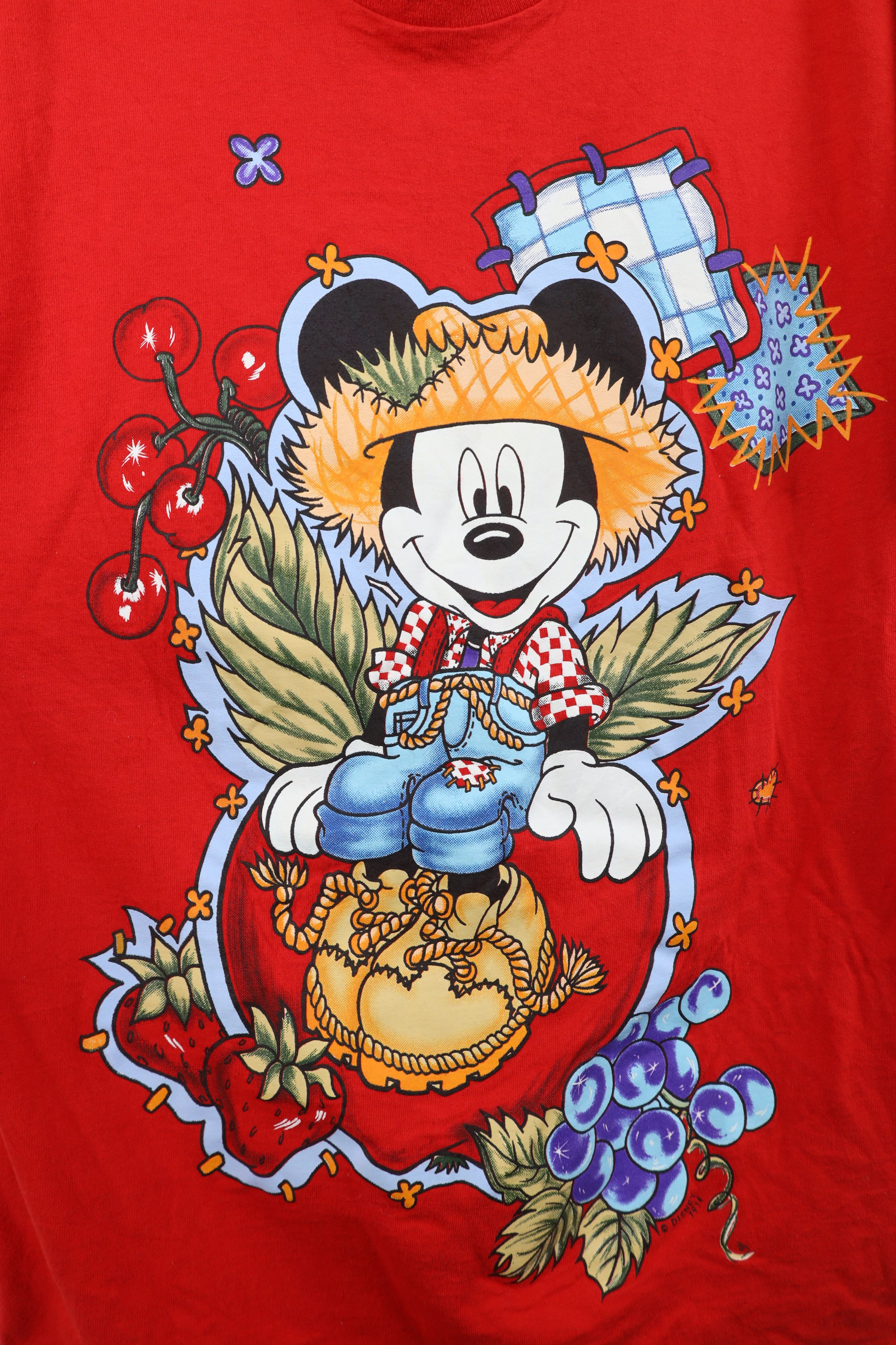 Disney Vintage 90s Disney Mickey Mouse Farmer Short Sleeve T-Shirt Size ONE SIZE - 4 Thumbnail