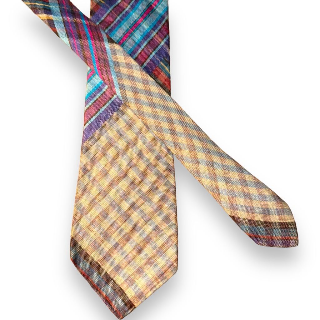 Missoni Missoni Multicolored Check Handmade in Italy 100% Linen Tie Size ONE SIZE - 1 Thumbnail