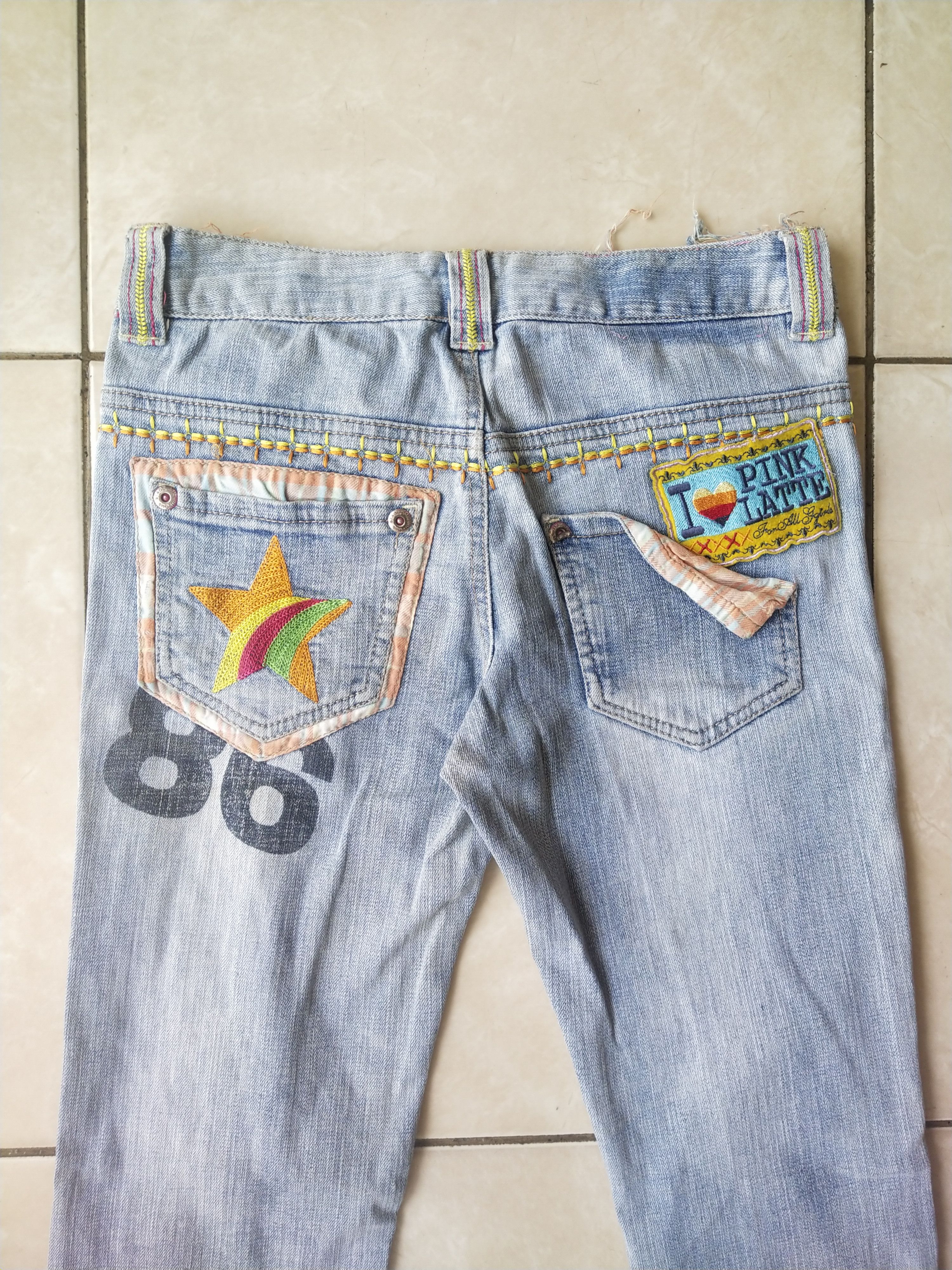 Hysteric Glamour Pink Latte Y2K Embroidered Rainbow Jeans Harajuku J-Fashion Size 27" / US 4 / IT 40 - 3 Thumbnail