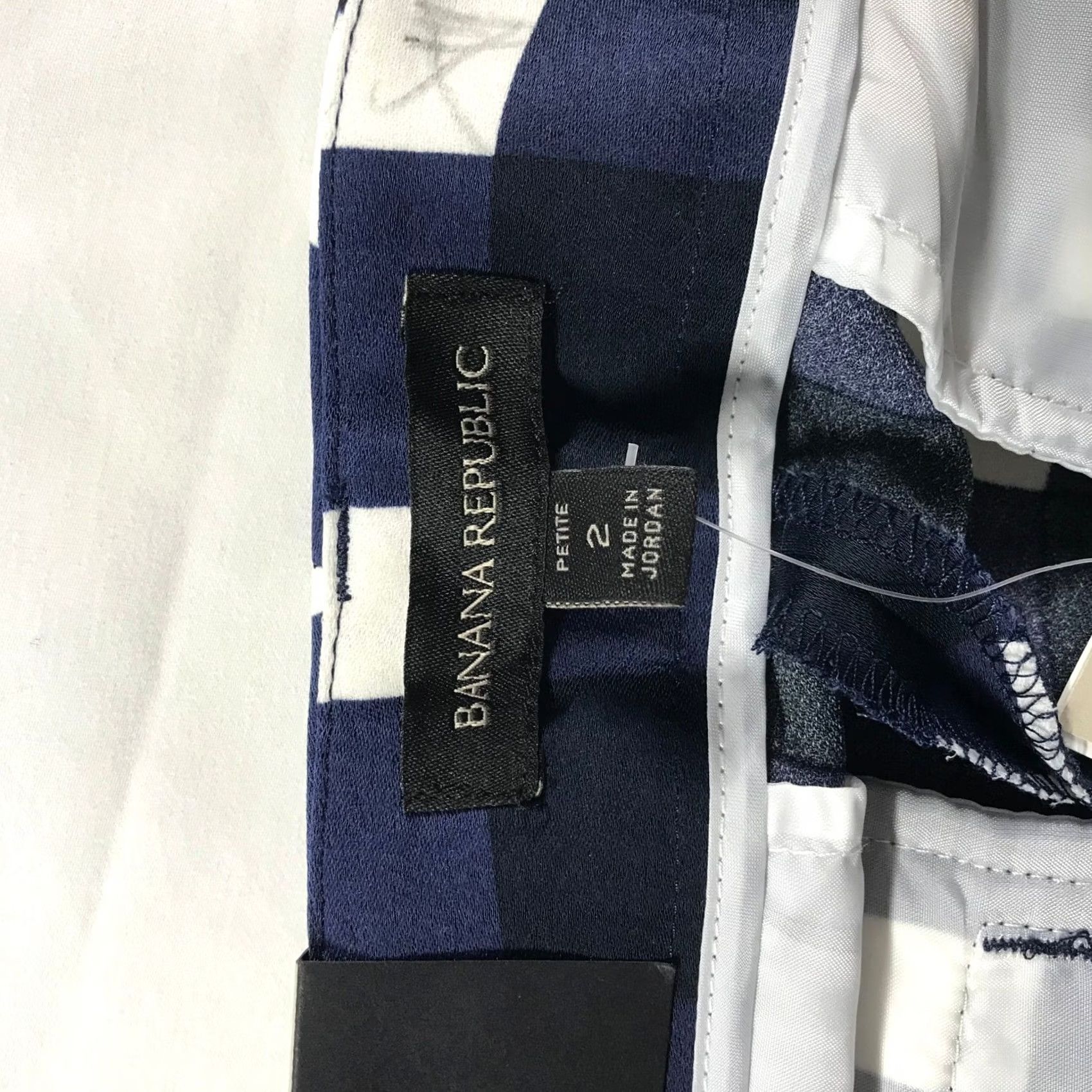 Banana Republic Banana Republic Avery Pants Petite 2 Slim Navy Blue White Gingham Check Ankle Size 26" / US 2 / IT 38 - 5 Thumbnail